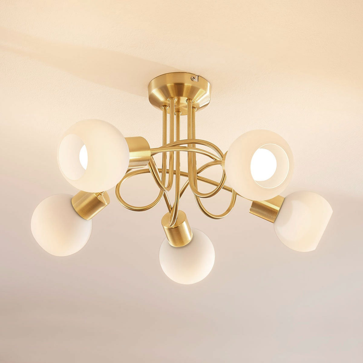 Lindby Deckenlampe Deckenlampe Lampe Leuchte Elaina 5-fl, messing mit Abstand380 - 4251096542103