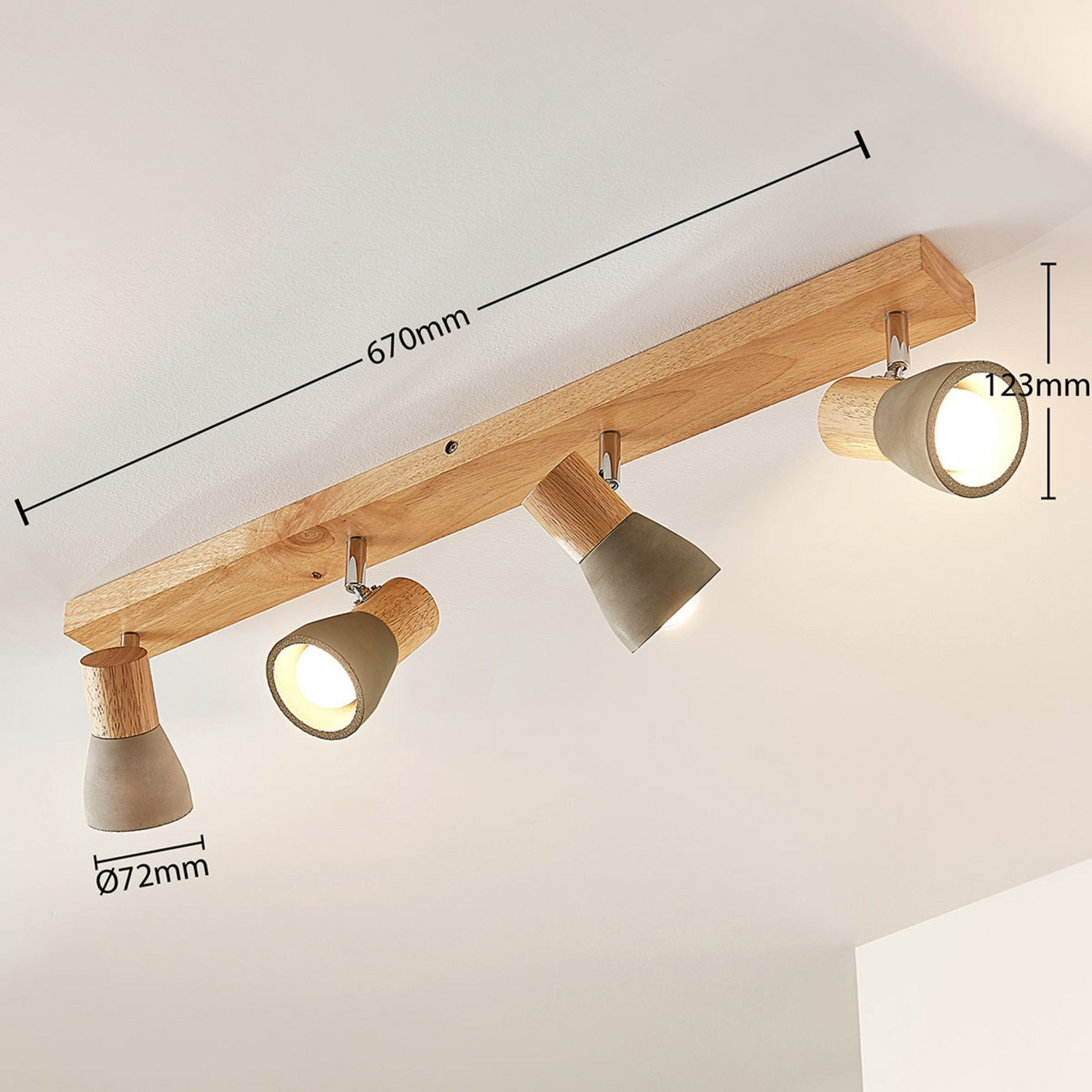 B-Ware Lindby Deckenlampe Deckenleuchte Filiz Holz Beton E14 Strahler Hauptbeleucht922