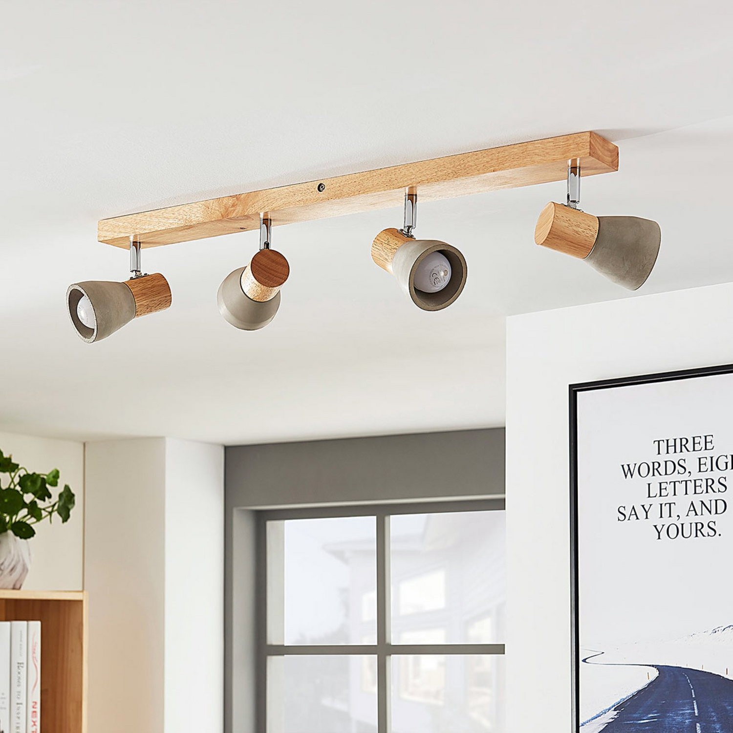 B-Ware Lindby Deckenlampe Deckenleuchte Filiz Holz Beton E14 Strahler Hauptbeleucht922