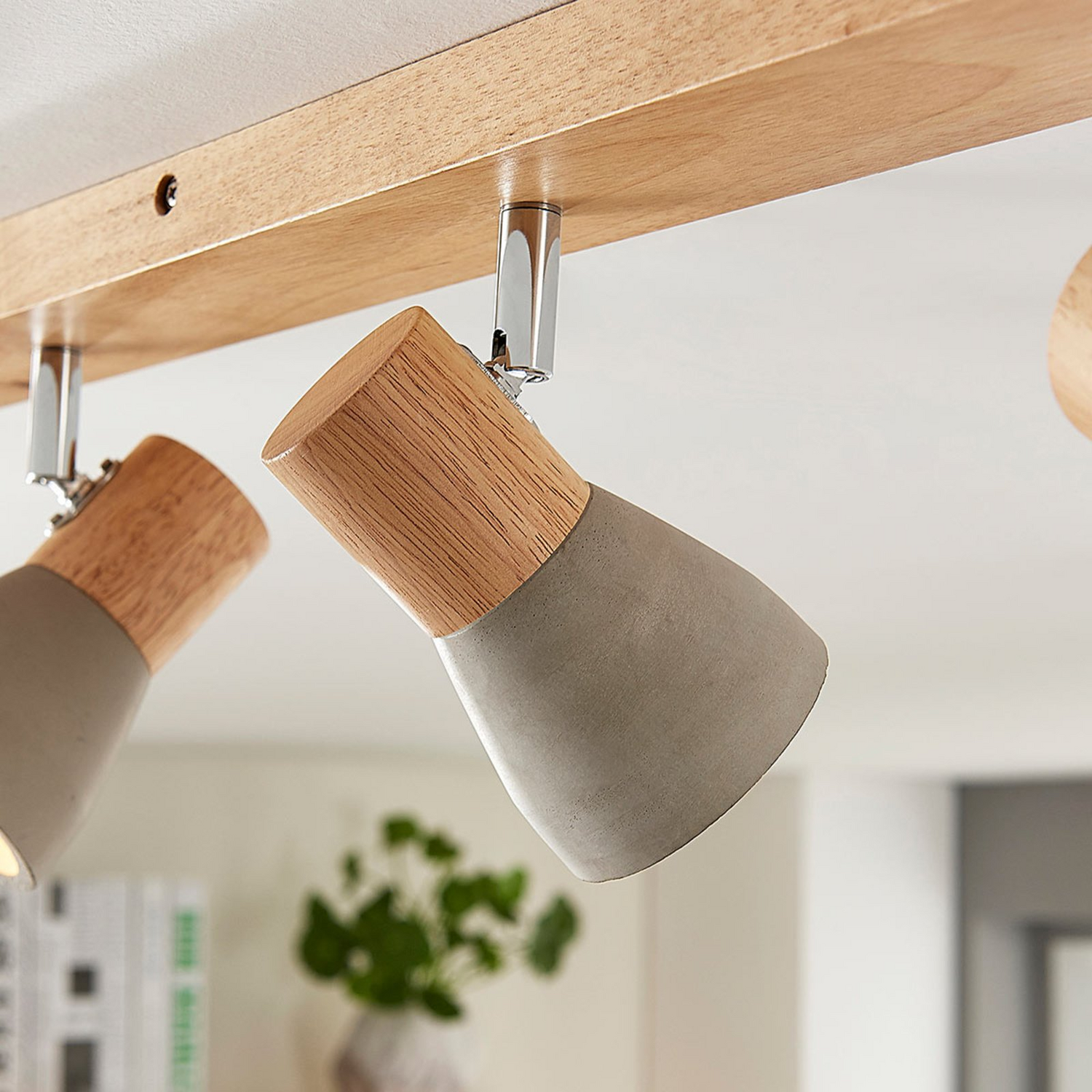 B-Ware Lindby Deckenlampe Deckenleuchte Filiz Holz Beton E14 Strahler Hauptbeleucht922