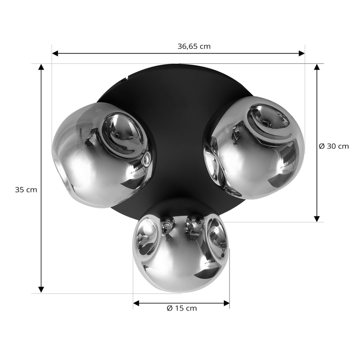 Lindby Deckenlampe Leuchte Lampe Glas Rauchgrau Rund 36cm 3x E14 Dimmbar Licht  B-Ware - 4251911774788