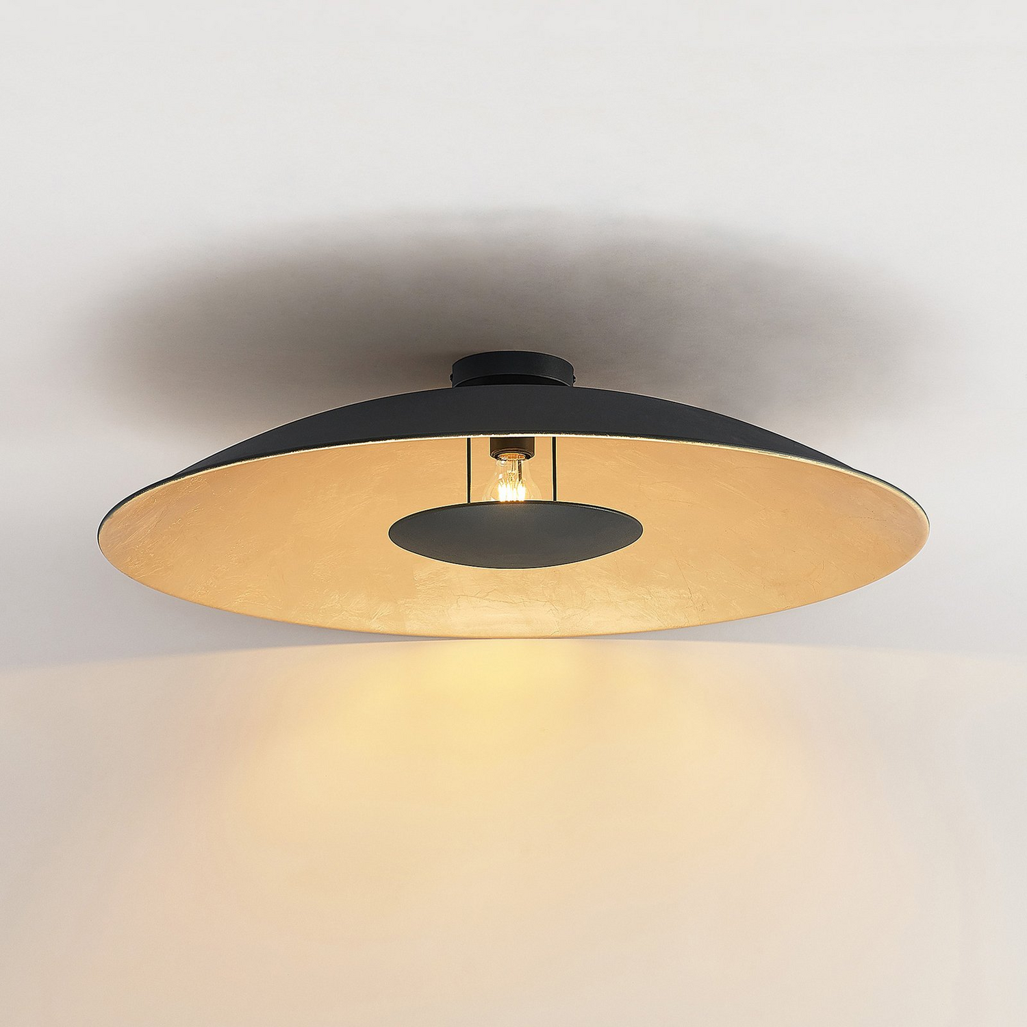B-Ware Lindby Deckenlampe Narisara Deckenleuchte Leuchte Lampe ø80cm E27 Schwarz Gold - 42519117135410