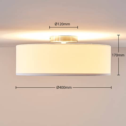 B-Ware Lindby Deckenlampe Sebatin 40 Cm Weiß Rund Deckenlampe Lampe Leuchte Stoff E27 - 8502193006222