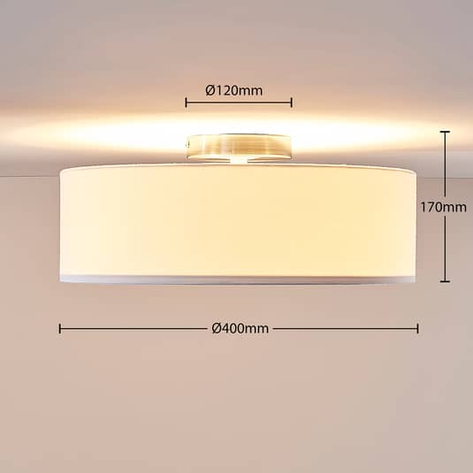 Lindby Deckenlampe Sebatin 40 cm weiß rund Deckenlampe Lampe Leuchte Stoff E27 - 8502193006222