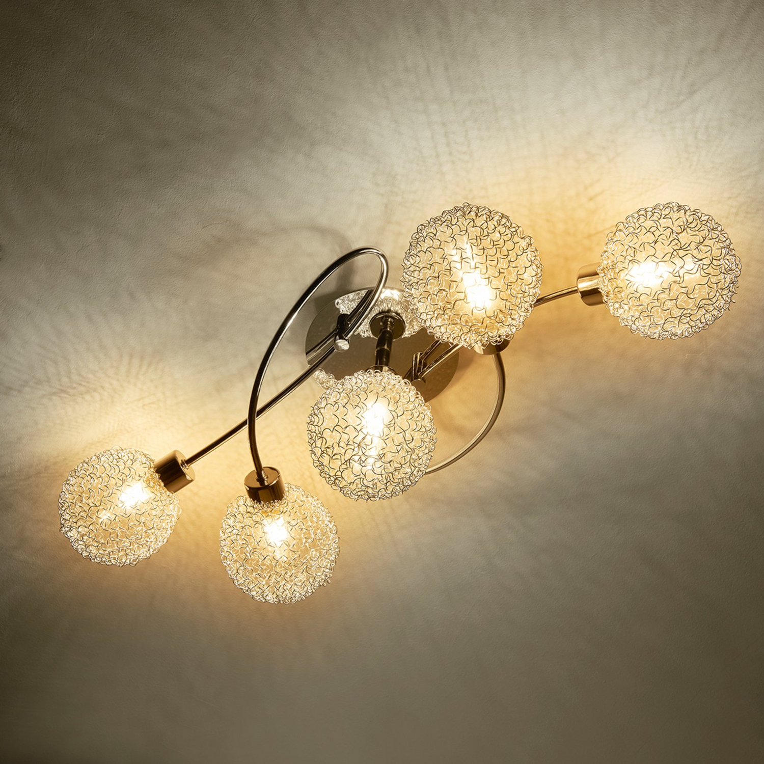 Plafonnier Lindby de qualité B, luminaire, applique murale, éclairage de salon, Tessin, 5 lumières