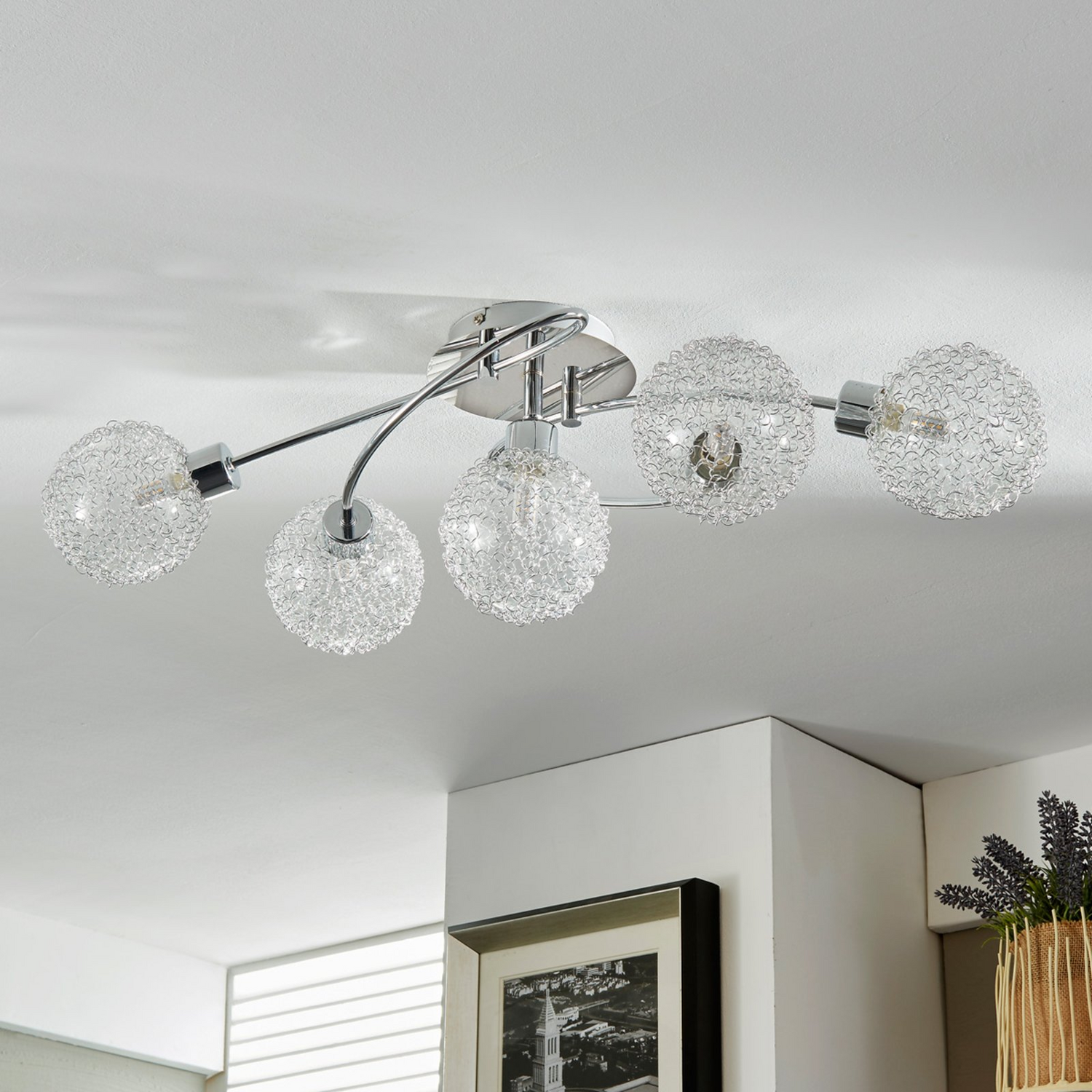 Plafonnier Lindby de qualité B, luminaire, applique murale, éclairage de salon, Tessin, 5 lumières