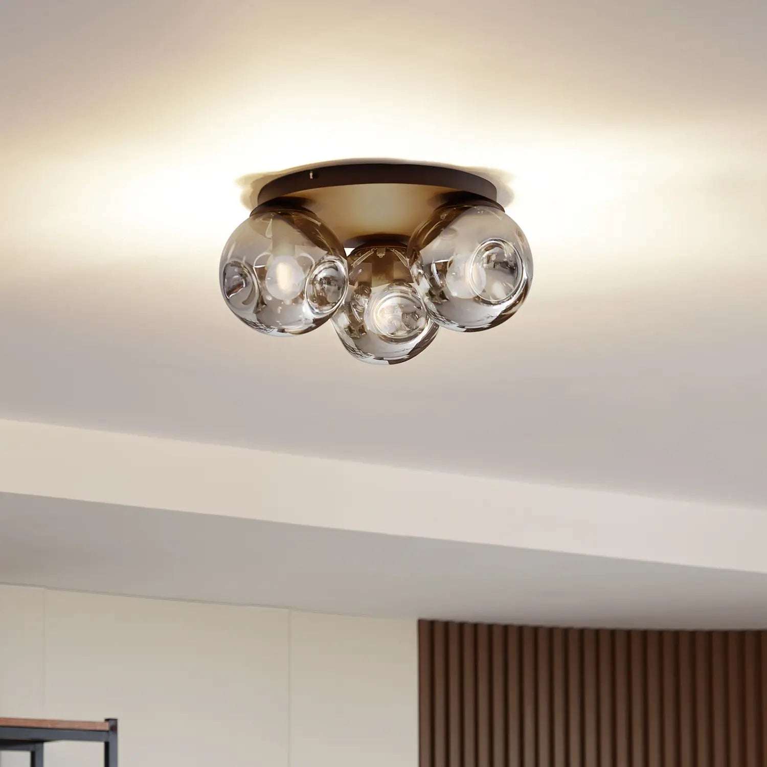 B-Ware Lindby Deckenlampe Deckenleuchte Glas Rauchgrau Rund Valentina Braun 2 Stück - 10019849