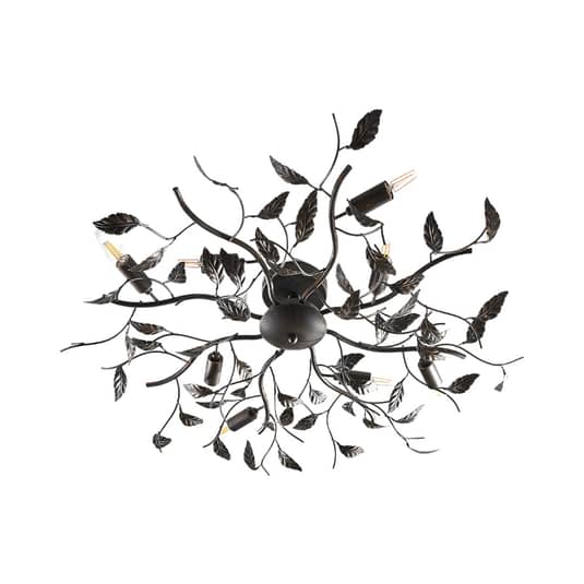 Lindby Deckenlampe Deckenlampe Leuchte Yos in Blattoptik, 8-flammig, schwarz - 4251096547177