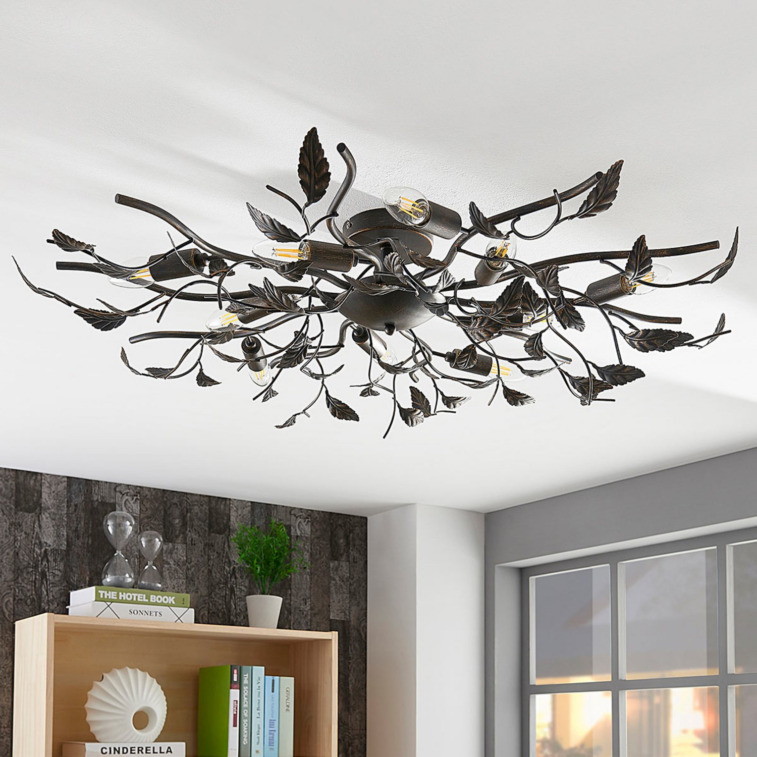 B-Ware Lindby Deckenlampe Yos Wohnzimmerleuchte Deckenlampe Deckenlicht E14 Schwarz