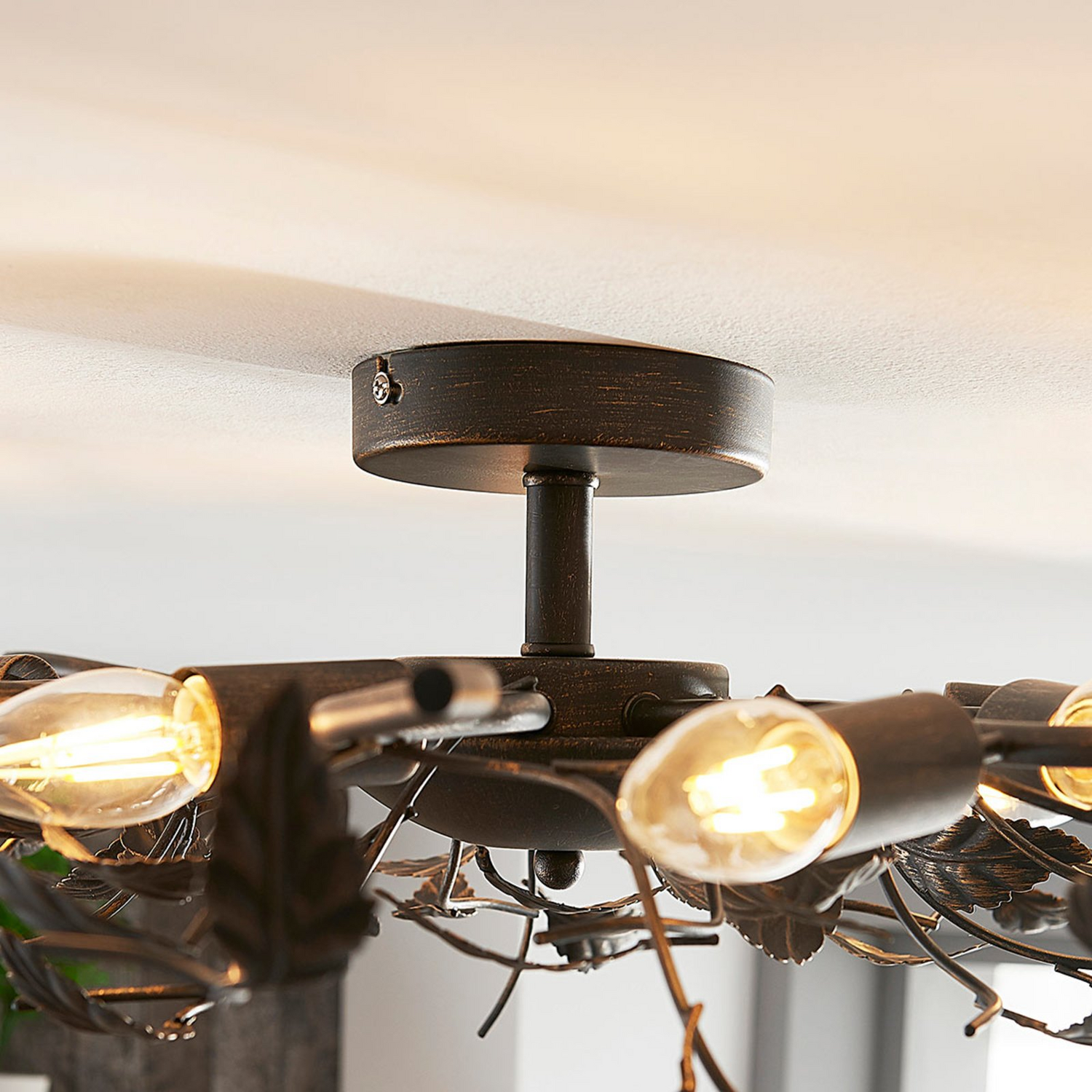 B-Ware Lindby Deckenlampe Yos Wohnzimmerleuchte Deckenlampe Deckenlicht E14 Schwarz