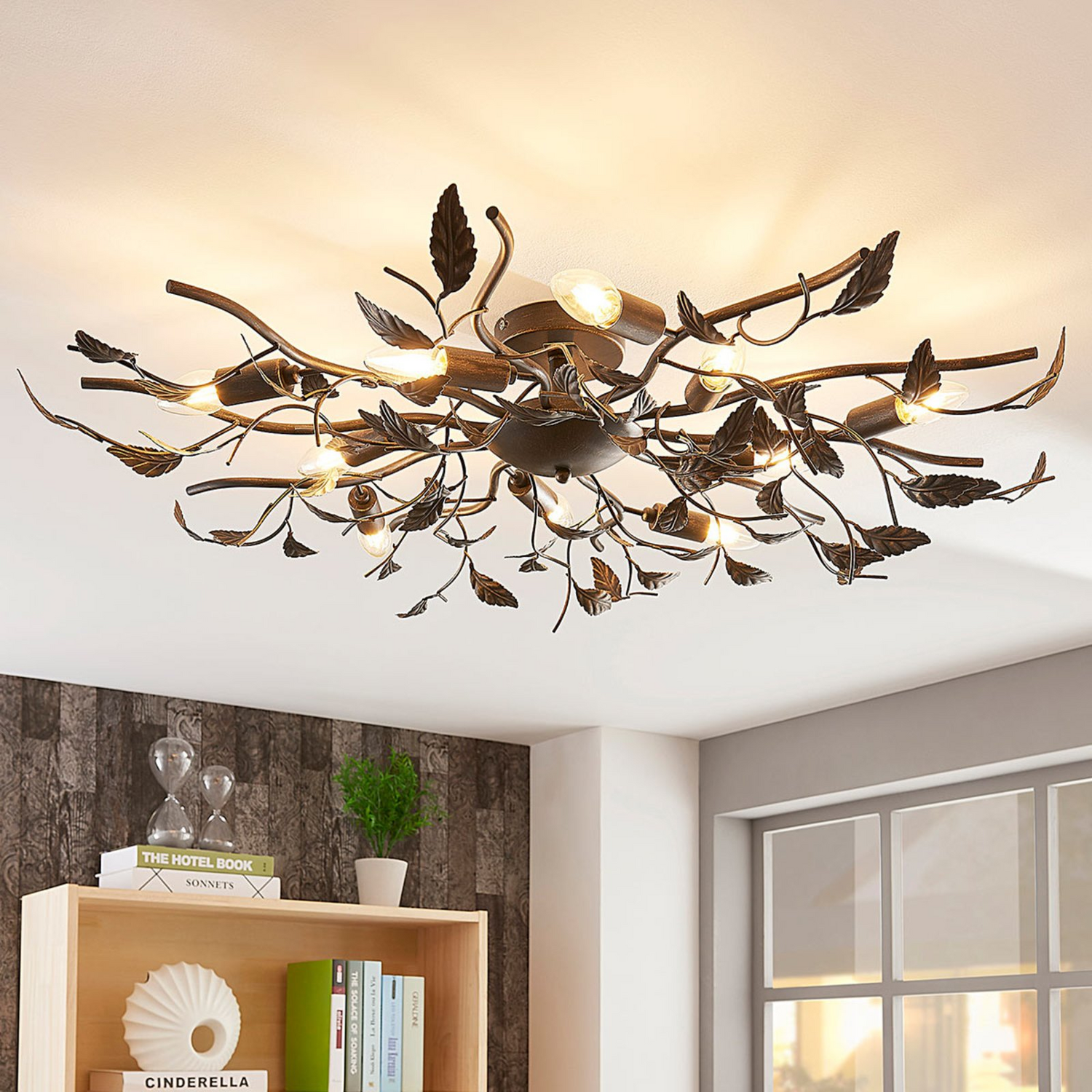 B-Ware Lindby Deckenlampe Yos Wohnzimmerleuchte Deckenlampe Deckenlicht E14 Schwarz