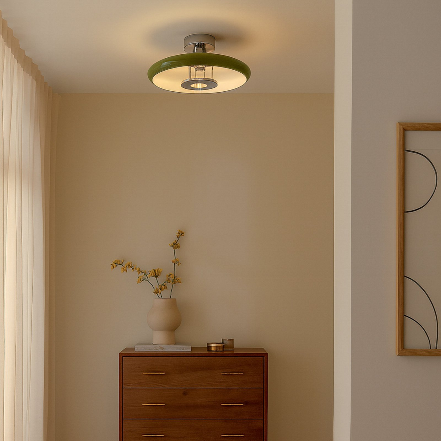 B-Ware Lindby Deckenleuchte Lampe Beleuchtung Branford Retro ø 35 Cm Grün Metall359 - 4255830903410