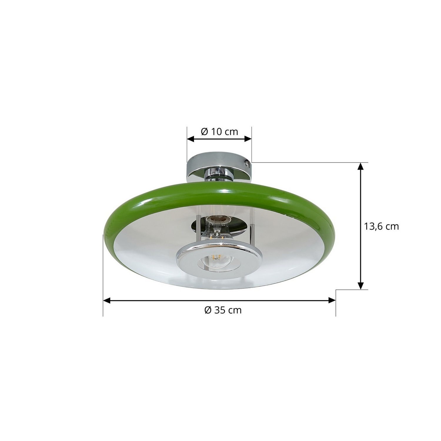 B-Ware Lindby Deckenleuchte Lampe Beleuchtung Branford Retro ø 35 Cm Grün Metall - 4255830903410