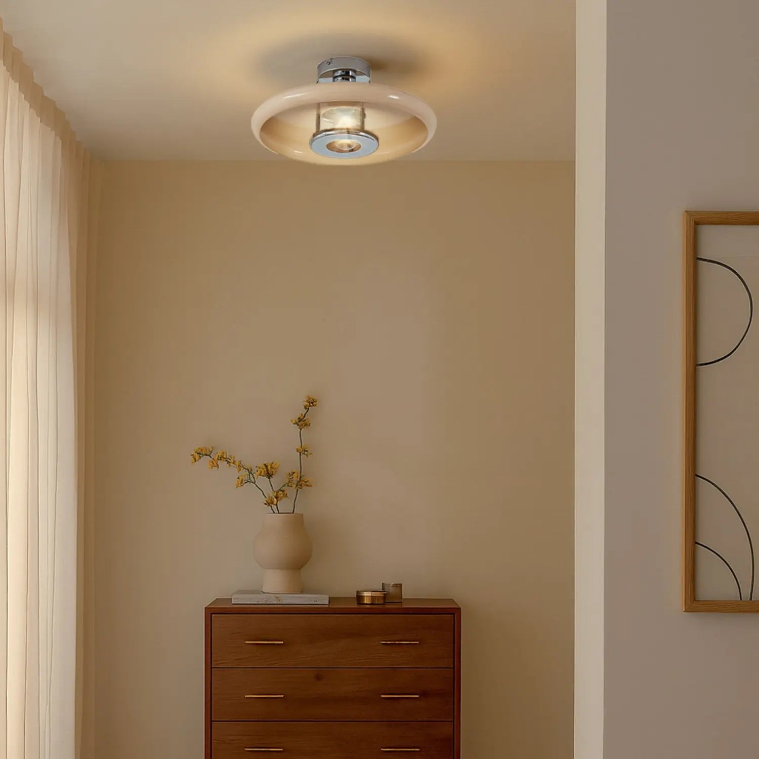 B-Ware Lindby Deckenleuchte Branford Deckenlampe Leuchte E27 Retro Beige Metall ø 35 Cm