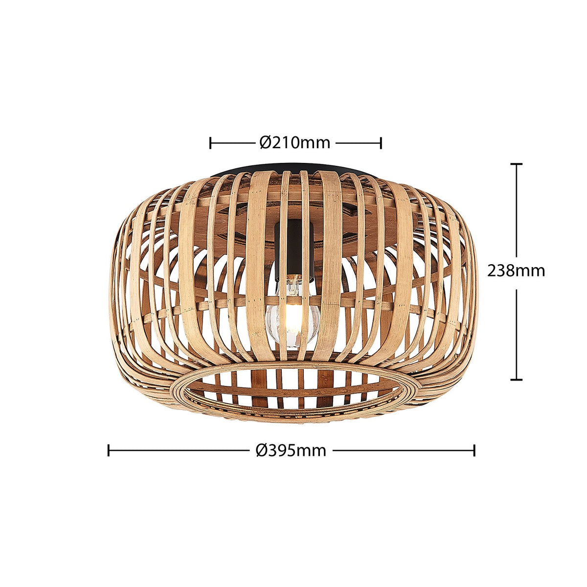 Lindby Canyana Deckenlampe Deckenleuchte Lampe Leuchte aus Rattanschirm natur - 4251096596595