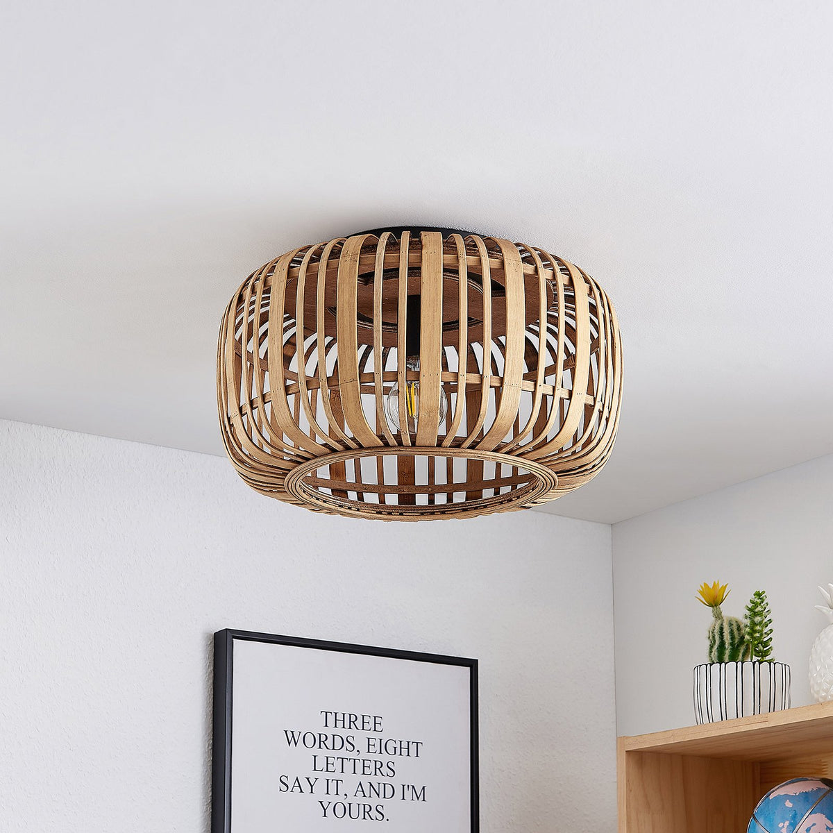 Lindby Canyana Deckenlampe Deckenleuchte Lampe Leuchte aus Rattanschirm natur - 4251096596595