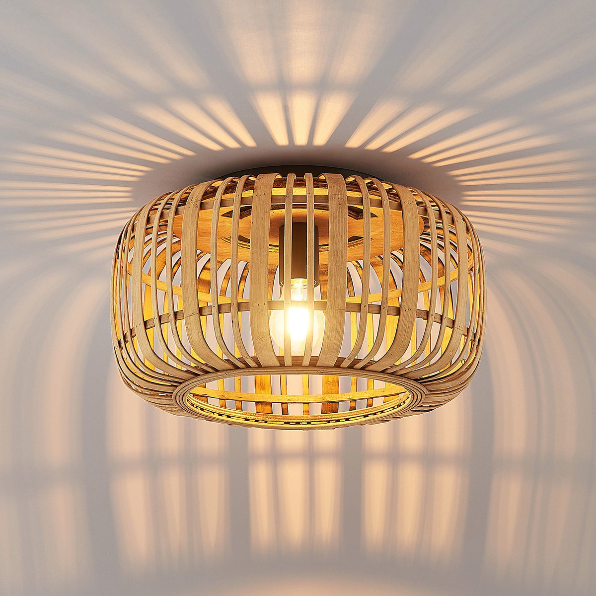 Lindby Canyana Deckenlampe Deckenleuchte Lampe Leuchte aus Rattanschirm natur - 4251096596595