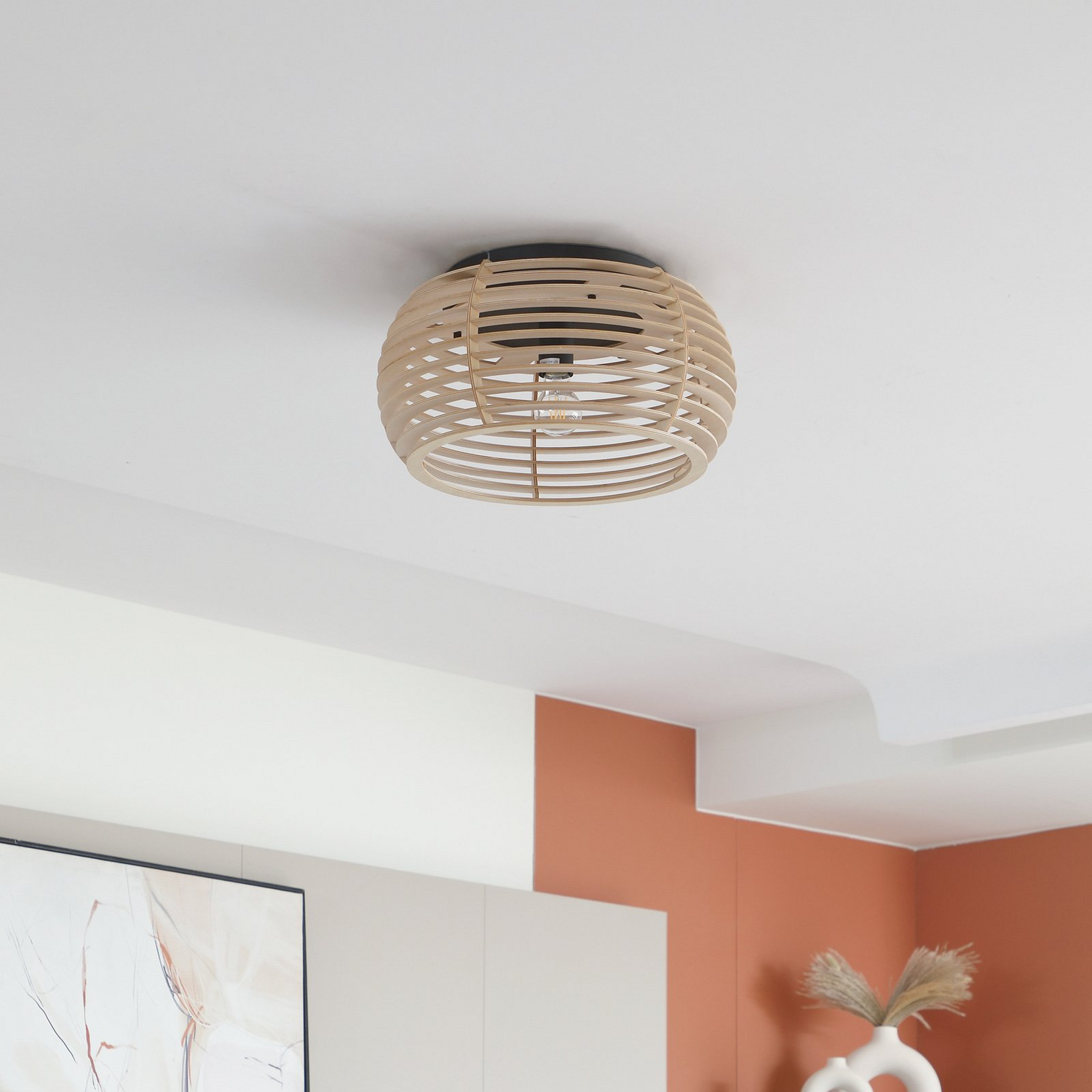 Lindby Deckenleuchte Lampe Holz E27 Ediz 1 Flammig Leuchte Led ø 44,4 Cm B-Ware - 4251911777307