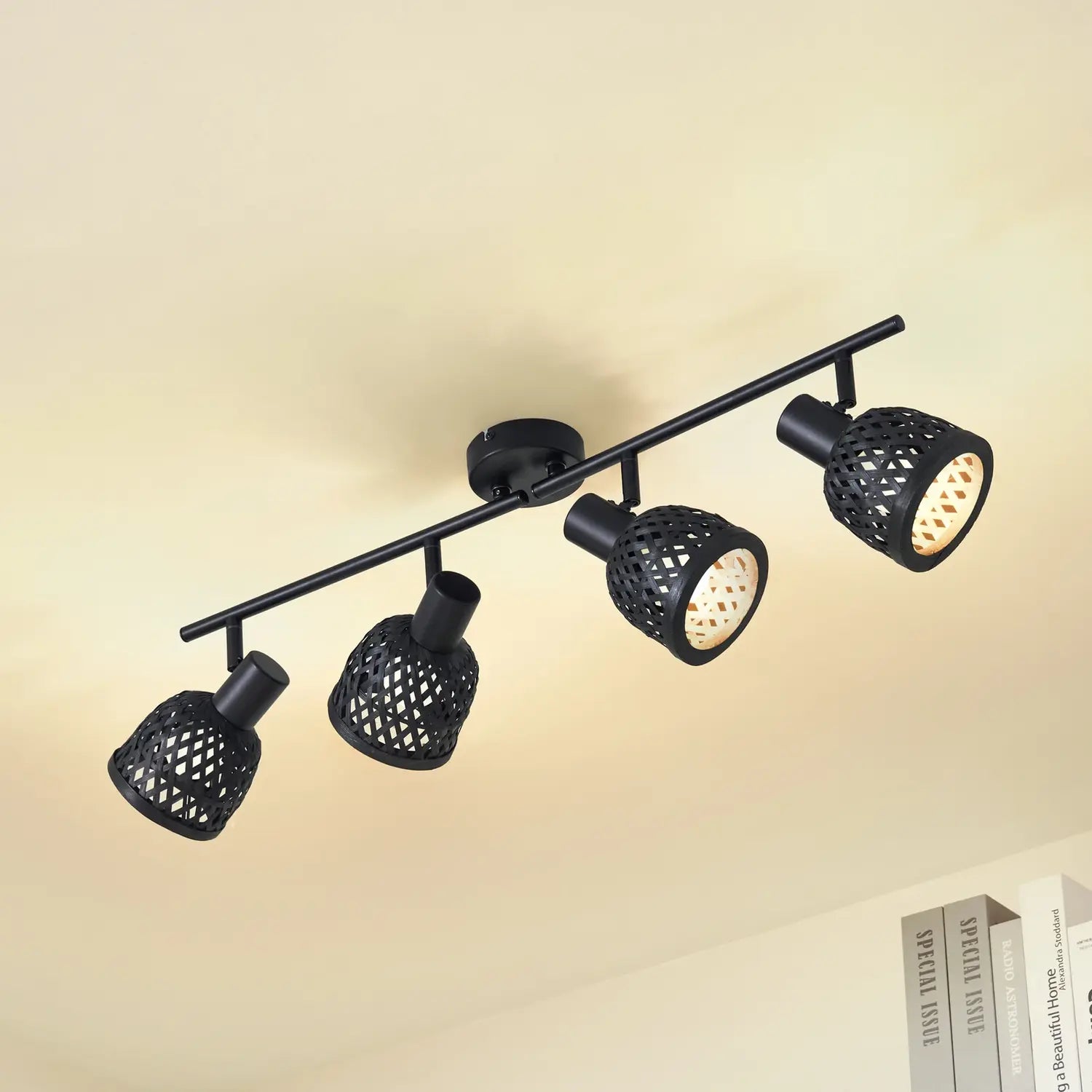 B-Ware Lindby Deckenleuchte Lampe Eskil Schwarz Bambus 4 Flammig E14 Led Leuchte Licht - 4251911794502