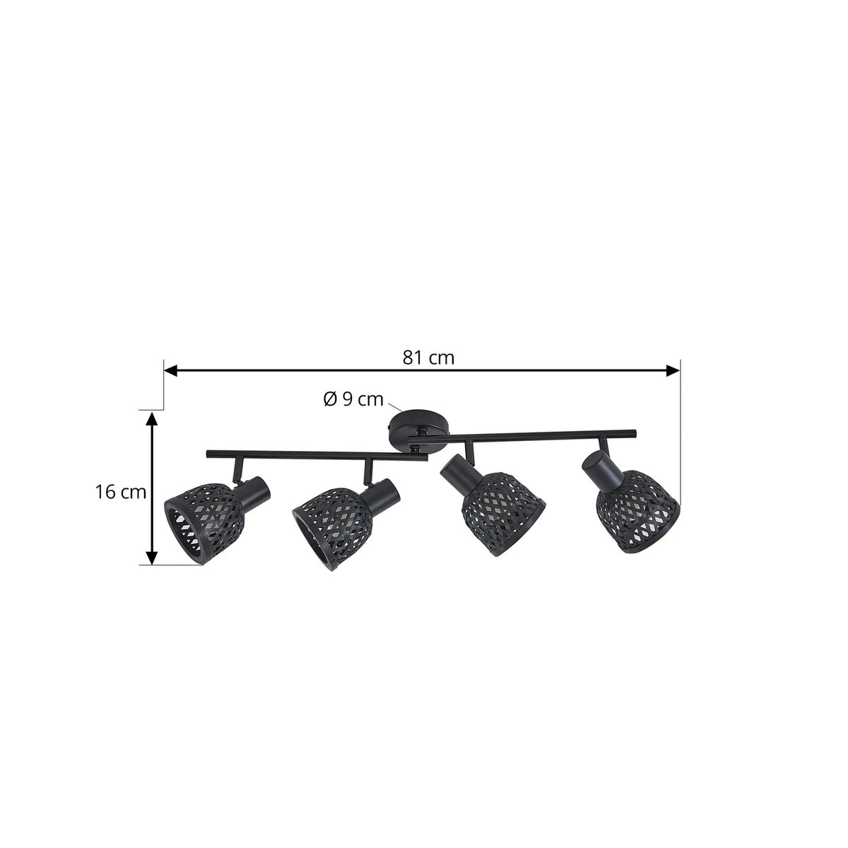 Lindby Deckenleuchte Lampe Eskil Schwarz Bambus 4-flammig E14 LED Leuchte Licht - 4251911794502