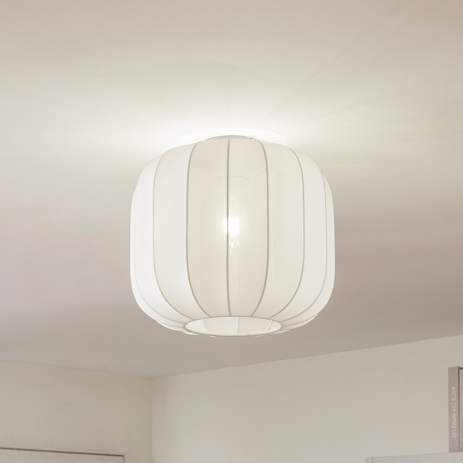B-Ware Lindby Deckenleuchte Helin Weiß Stoff ø 35 Cm Deckenlampe Lampe Leuchte Spot