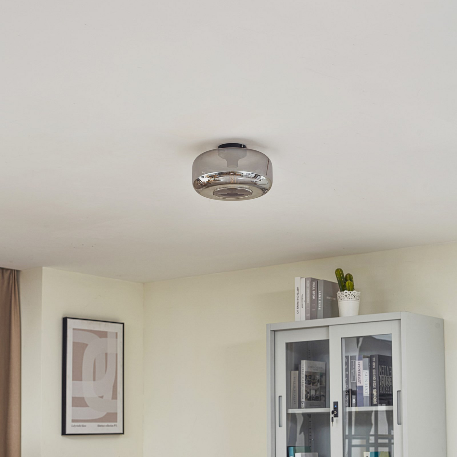 B-Ware Lindby Deckenleuchte Hildur ø 28,5 Cm Rauchgrau Glas Deckenlampe Lampe Leuchte