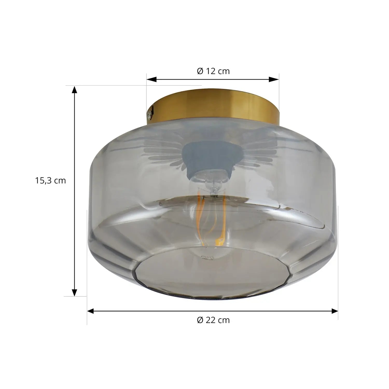 B-Ware Lindby Deckenleuchte Lampe Hildur Rauchgrau Glas ø 22 Cm