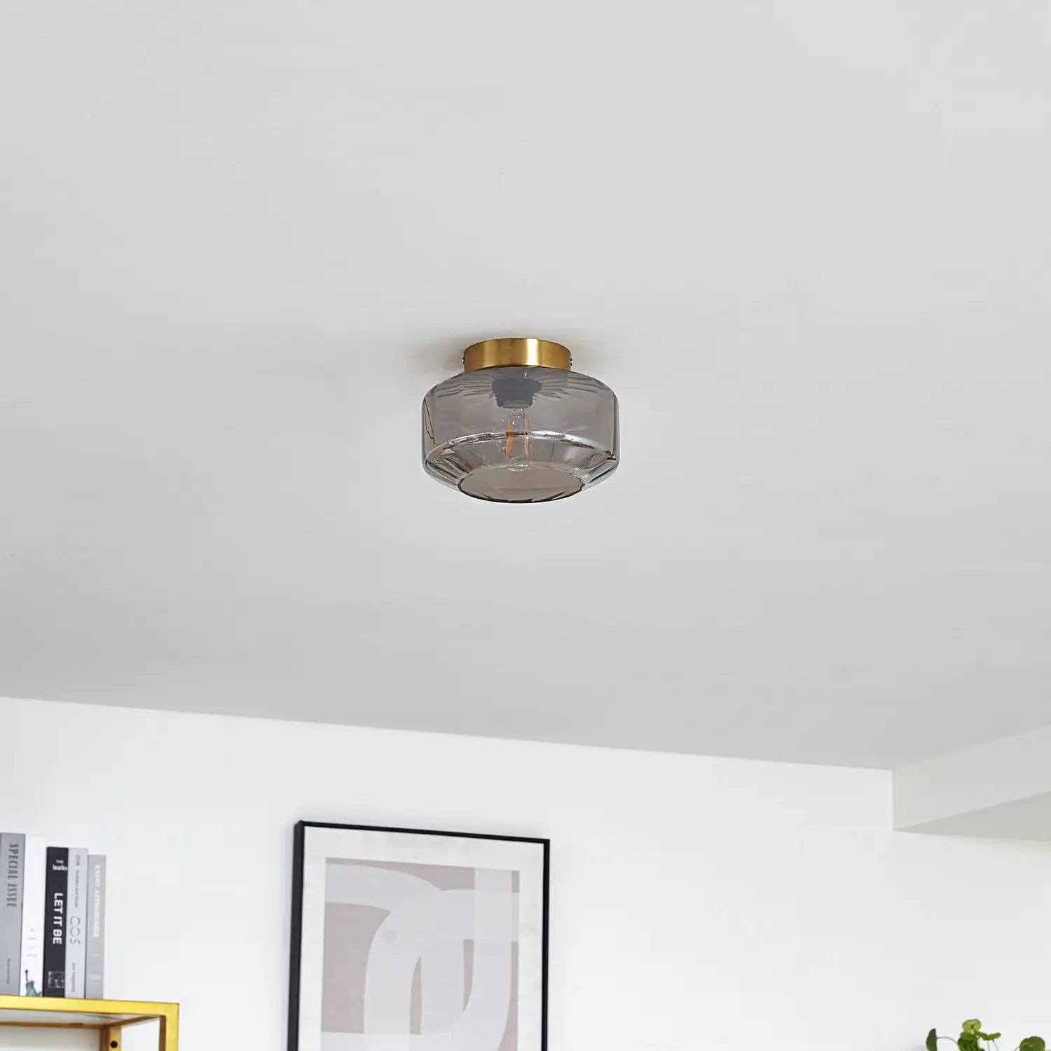 B-Ware Lindby Deckenleuchte Lampe Hildur Rauchgrau Glas ø 22 Cm