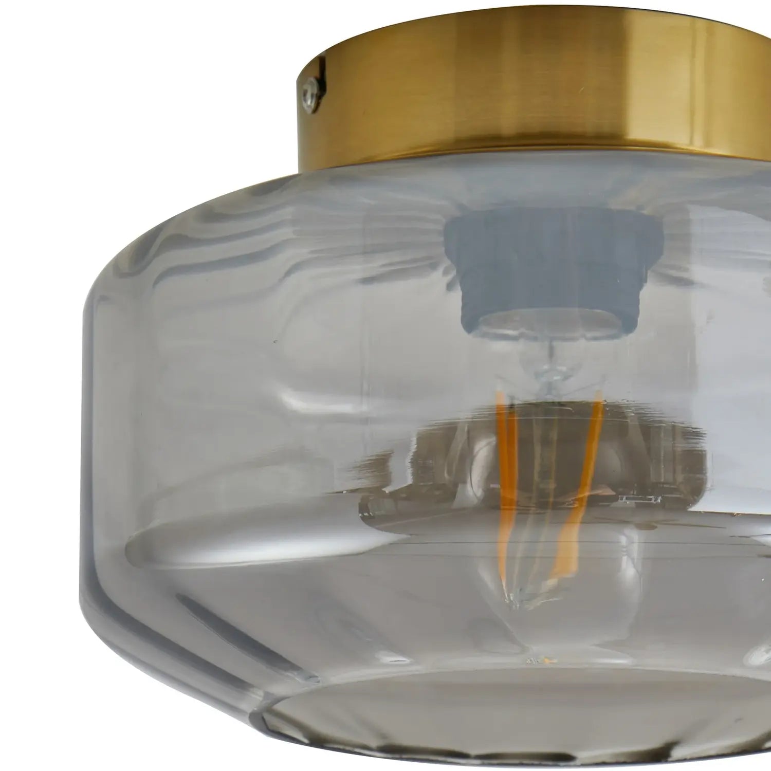 B-Ware Lindby Deckenleuchte Lampe Hildur Rauchgrau Glas ø 22 Cm