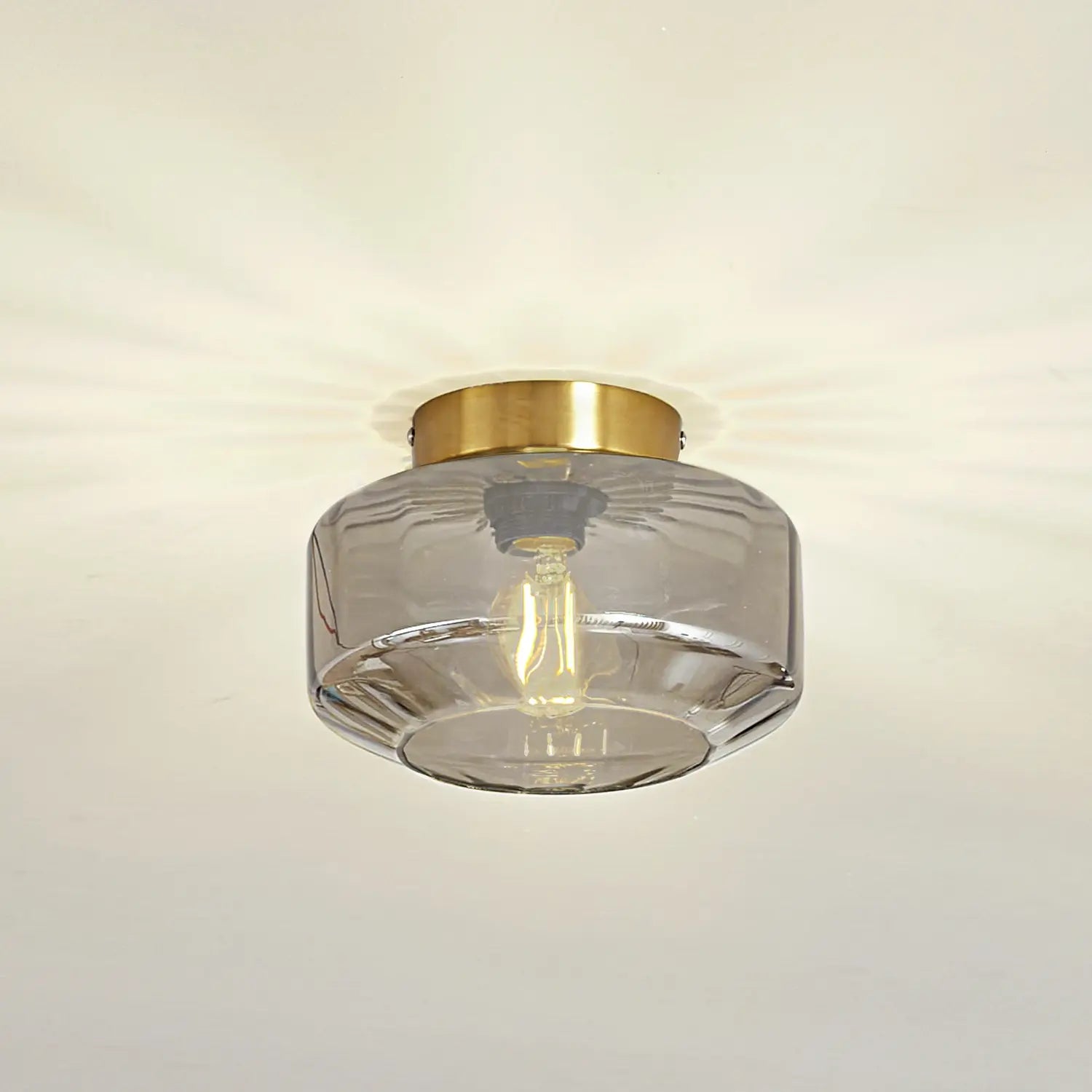 B-Ware Lindby Deckenleuchte Lampe Hildur Rauchgrau Glas ø 22 Cm
