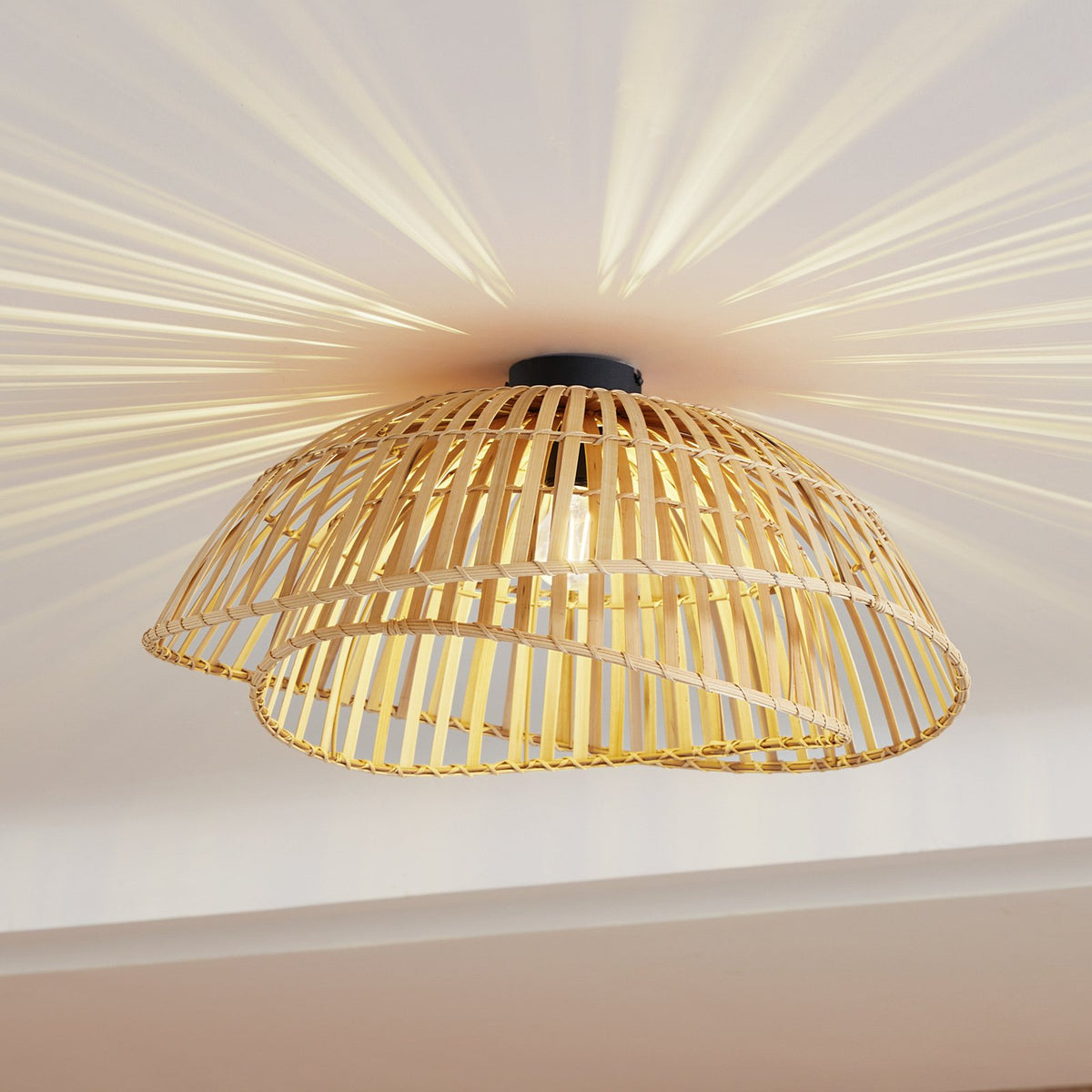 Lindby Deckenleuchte Ilajus Ø 62 cm Bambus natur Deckenlampe Lampe Leuchte S379 - 4251911787993