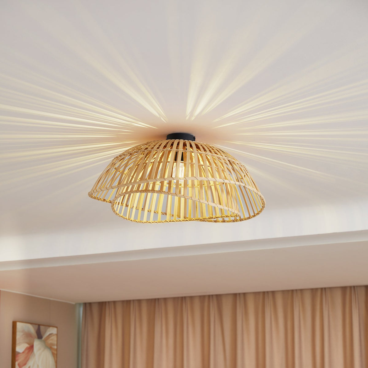 Lindby Deckenleuchte Ilajus Ø 62 cm Bambus natur Deckenlampe Lampe Leuchte S379 - 4251911787993