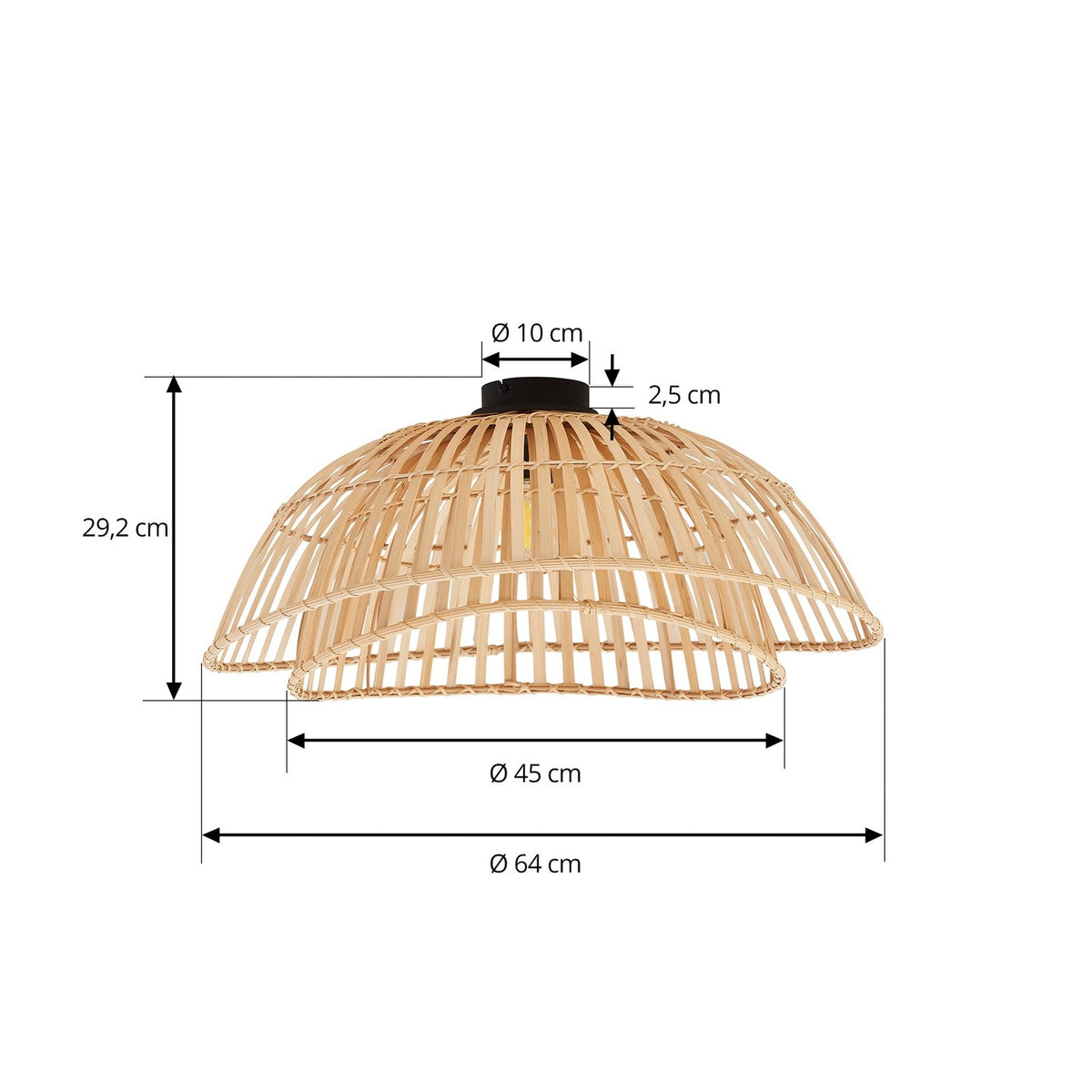 Lindby Deckenleuchte Ilajus Ø 62 cm Bambus natur Deckenlampe Lampe Leuchte S379 - 4251911787993