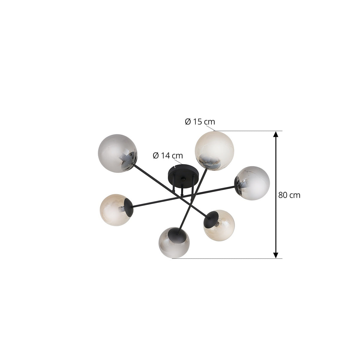 Lindby Deckenleuchte Lampe Isamer Kugel rauchgrau amber Glas Wohnzimmer - 4251911797732