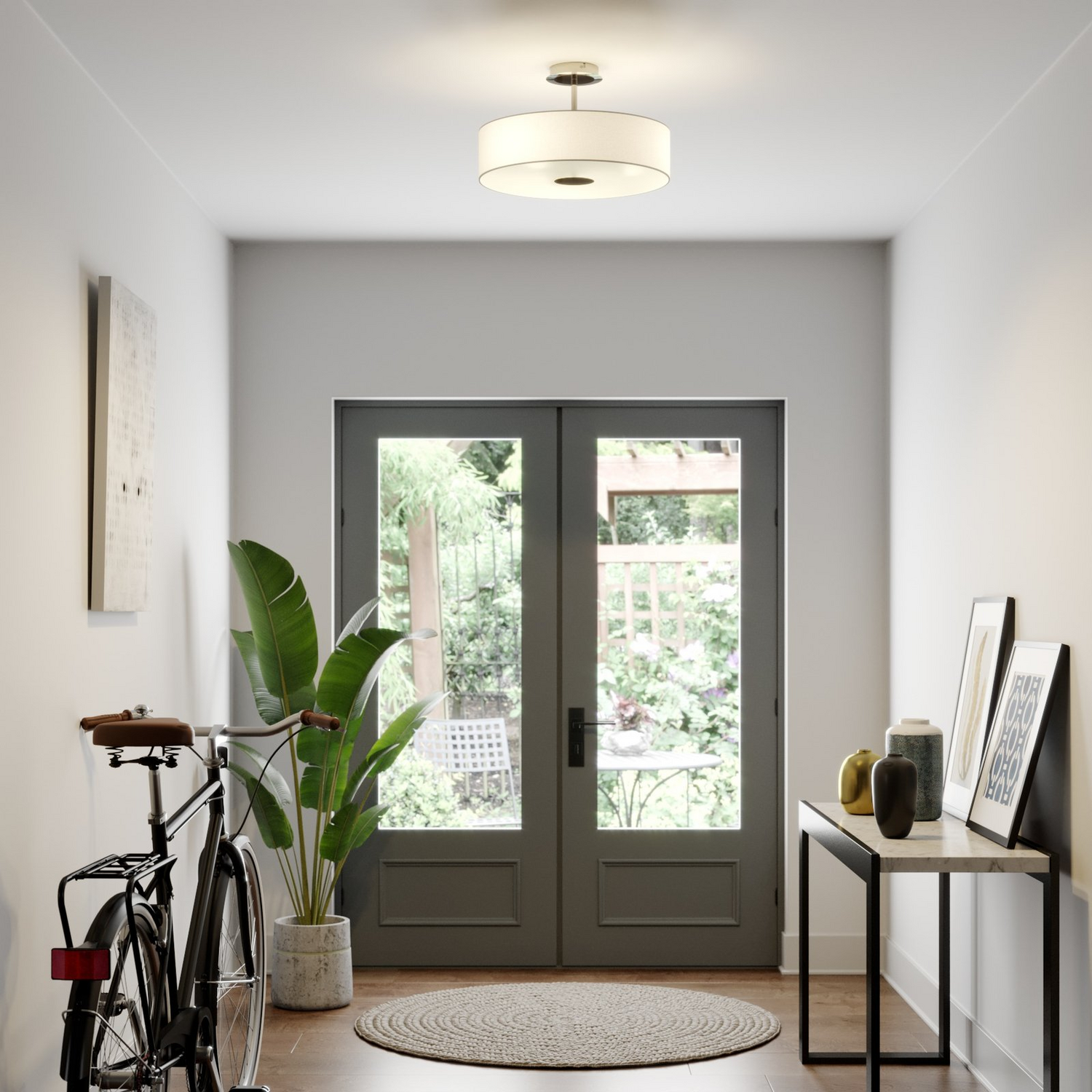 B-Ware Lindby Deckenleuchte Lampe Josia Weiß Stoff ø 47 Cm E27 Beleuchtung Siehe Text - 6291105709576