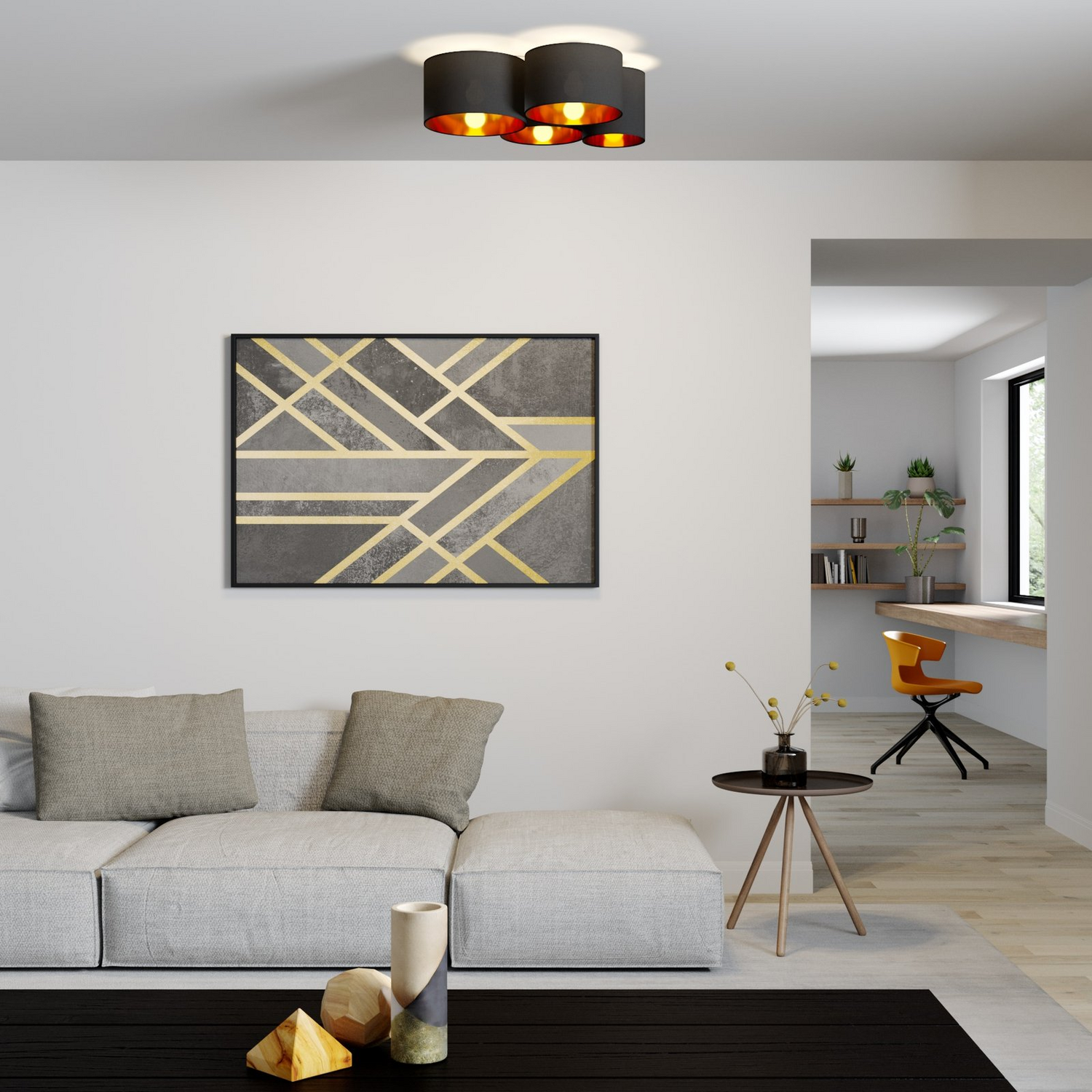 B-Ware Lindby Laurenz Deckenlampe Wohnzimmerleuchte Deckenlampe Deko Stoffleuchte E27 - 4251096585223