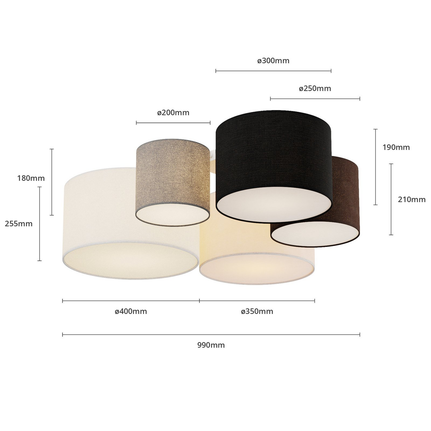B-Ware Lindby Laurenz Deckenlampe Hängelampe 5 Flmg. E27 90cm Braun Beige Siehe Text - 4251096585360
