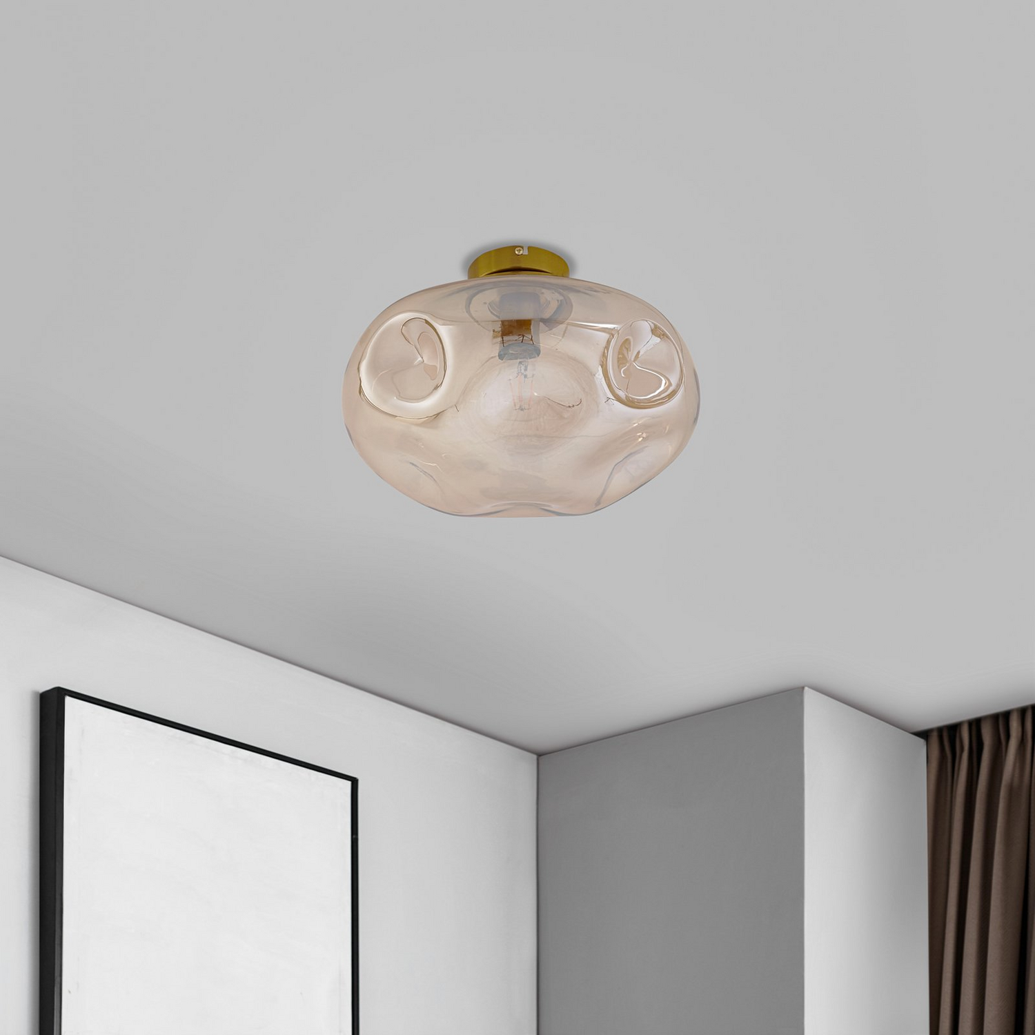 B-Ware Lindby Deckenleuchte Lampe Lelia Amber Glas 35 Cm Runde Wohnraumleuchte572 - 4251911798630