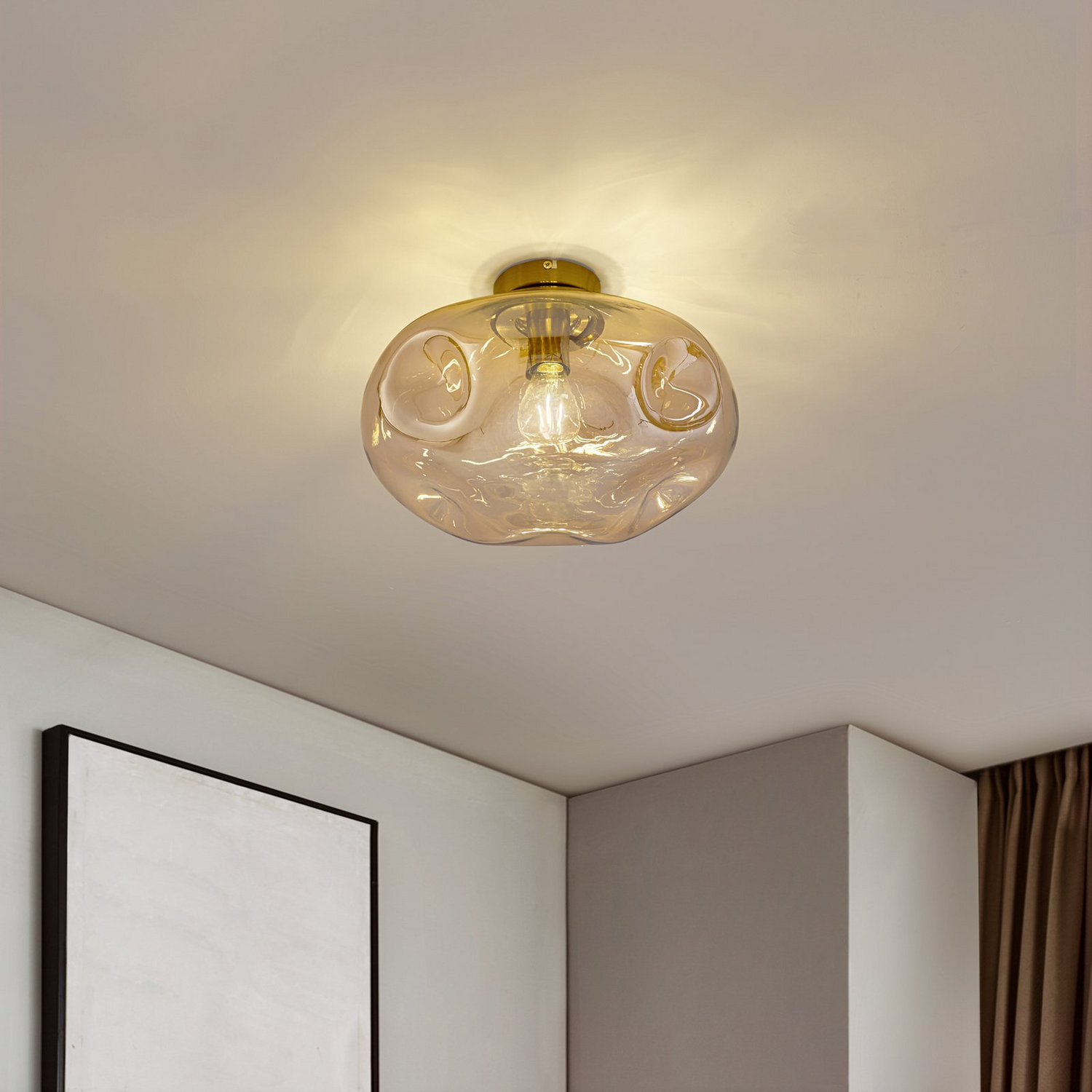 B-Ware Lindby Deckenleuchte Lampe Lelia Amber Glas 35 Cm Runde Wohnraumleuchte572 - 4251911798630