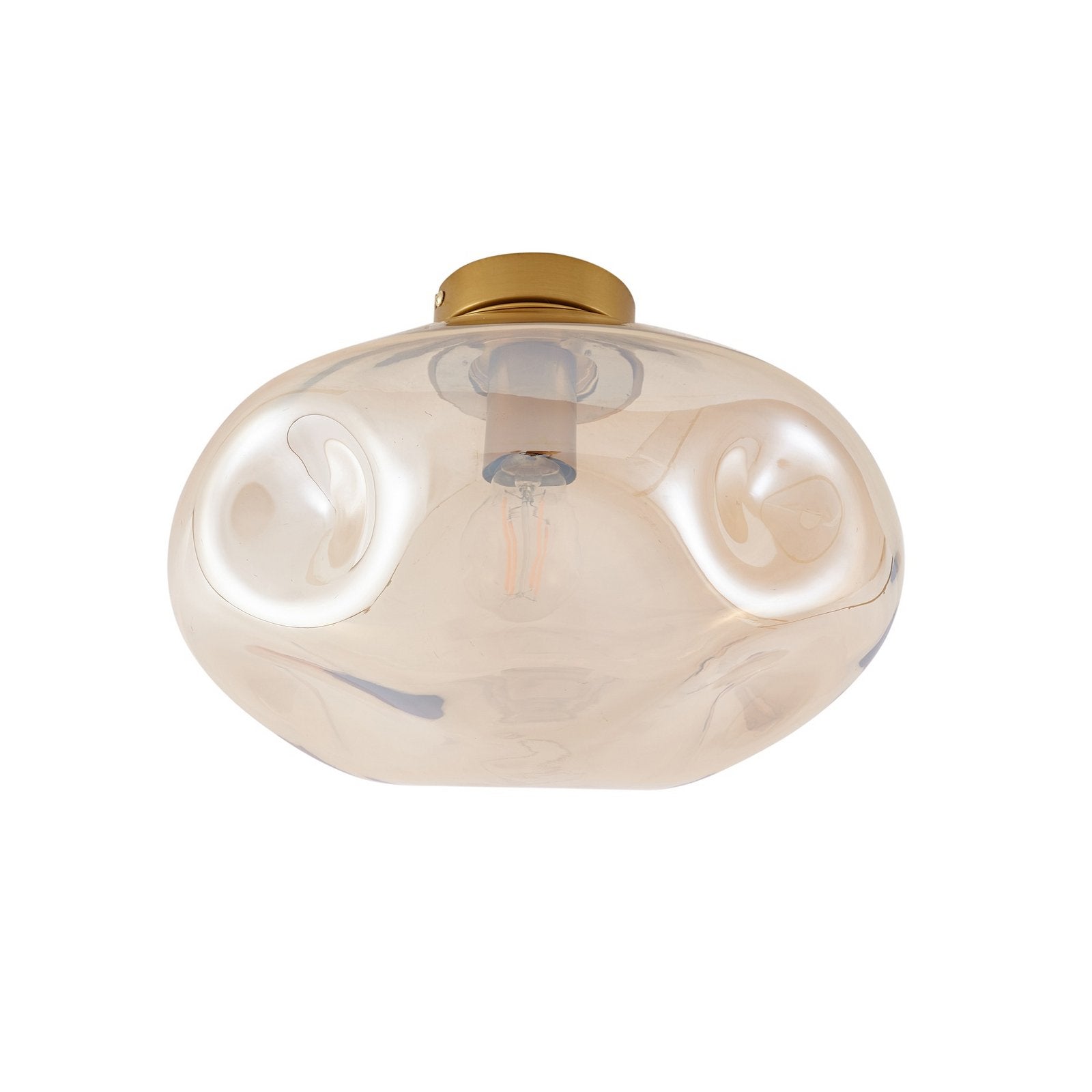 Lindby Deckenleuchte Lampe Lelia amber Glas 35 cm runde Wohnraumleuchte - 4251911798630
