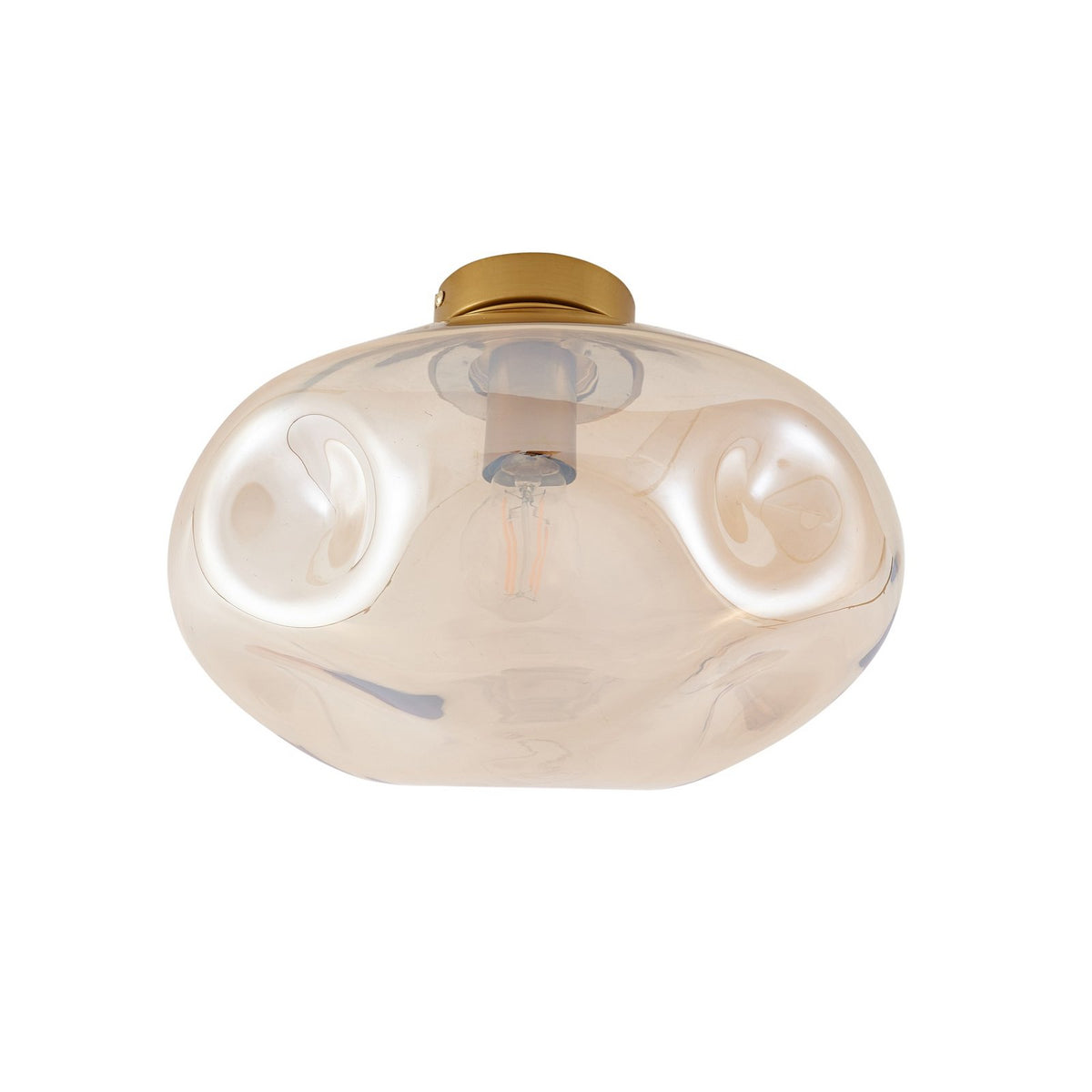 Lindby Deckenleuchte Lampe Lelia amber Glas 35 cm runde Wohnraumleuchte - 4251911798630