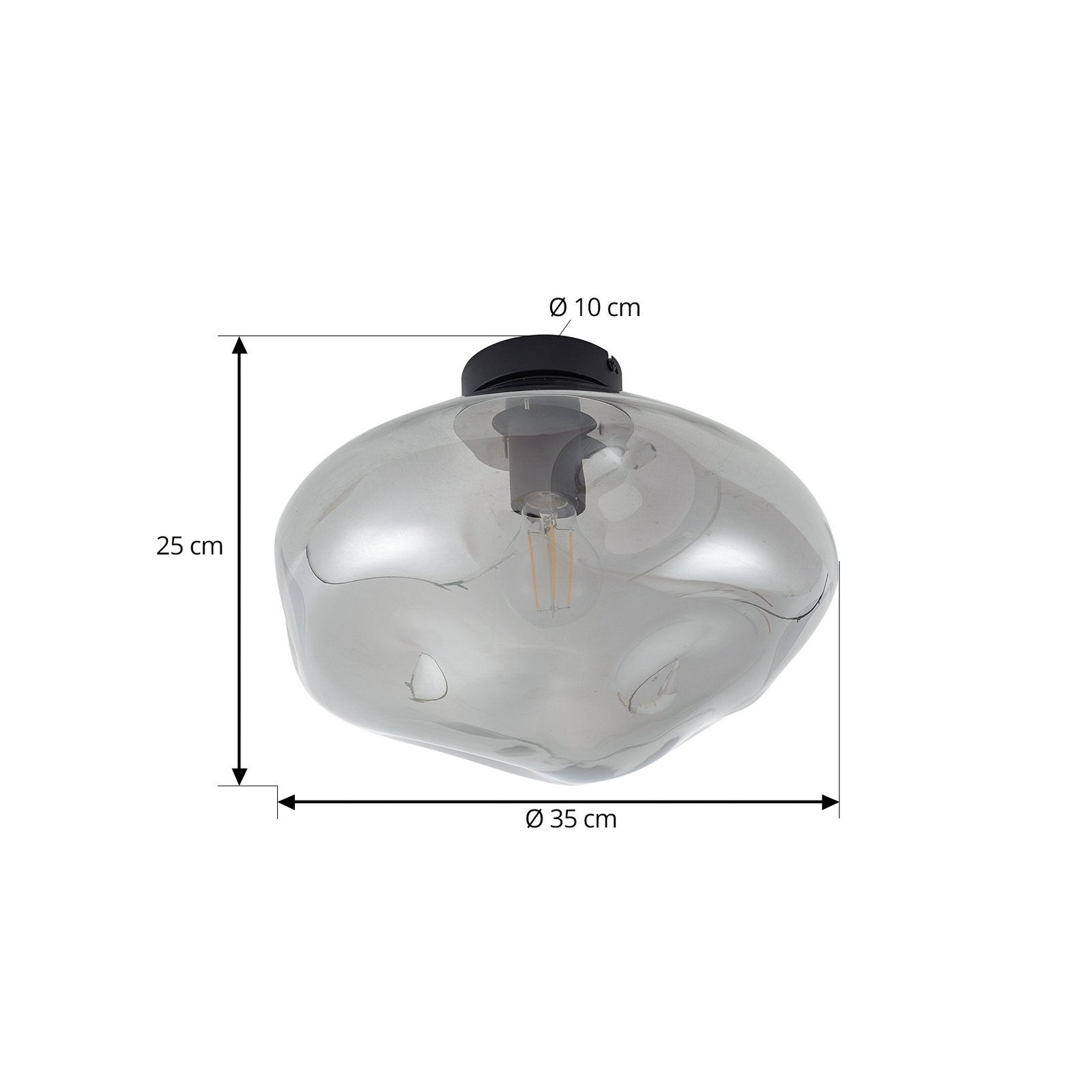 Lindby Deckenleuchte Lampe LED Lelia rauchgrau Glas Ø 35 cm E27 dimmbar Leuchte - 4251911798647