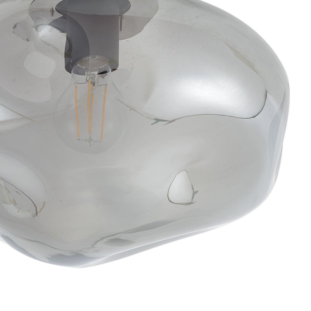 Lindby Deckenleuchte Lampe LED Lelia rauchgrau Glas Ø 35 cm E27 dimmbar Leuchte - 4251911798647