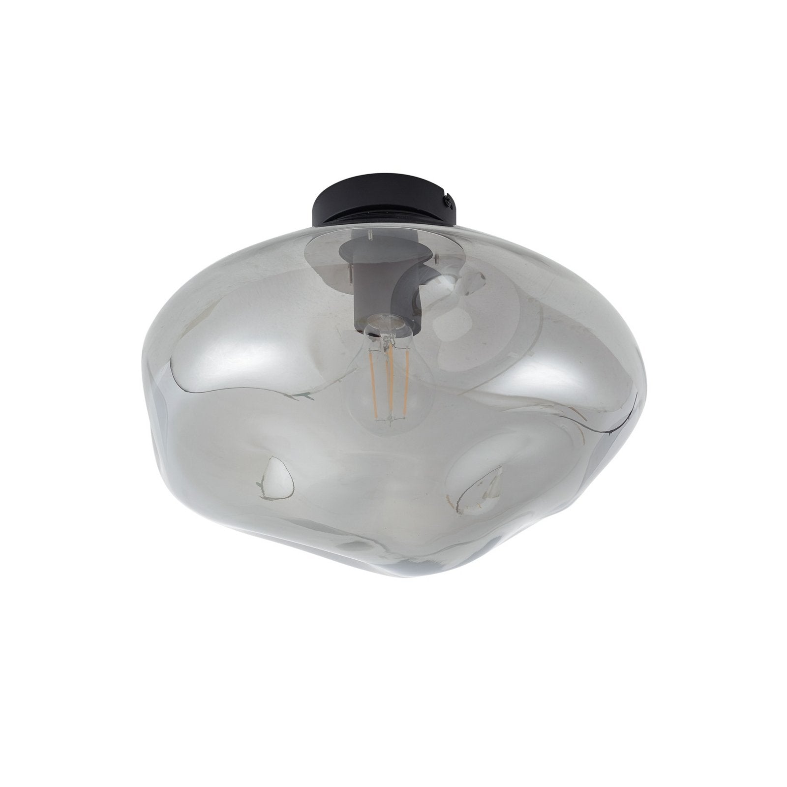 Lindby Deckenleuchte Lampe LED Lelia rauchgrau Glas Ø 35 cm E27 dimmbar Leuchte - 4251911798647