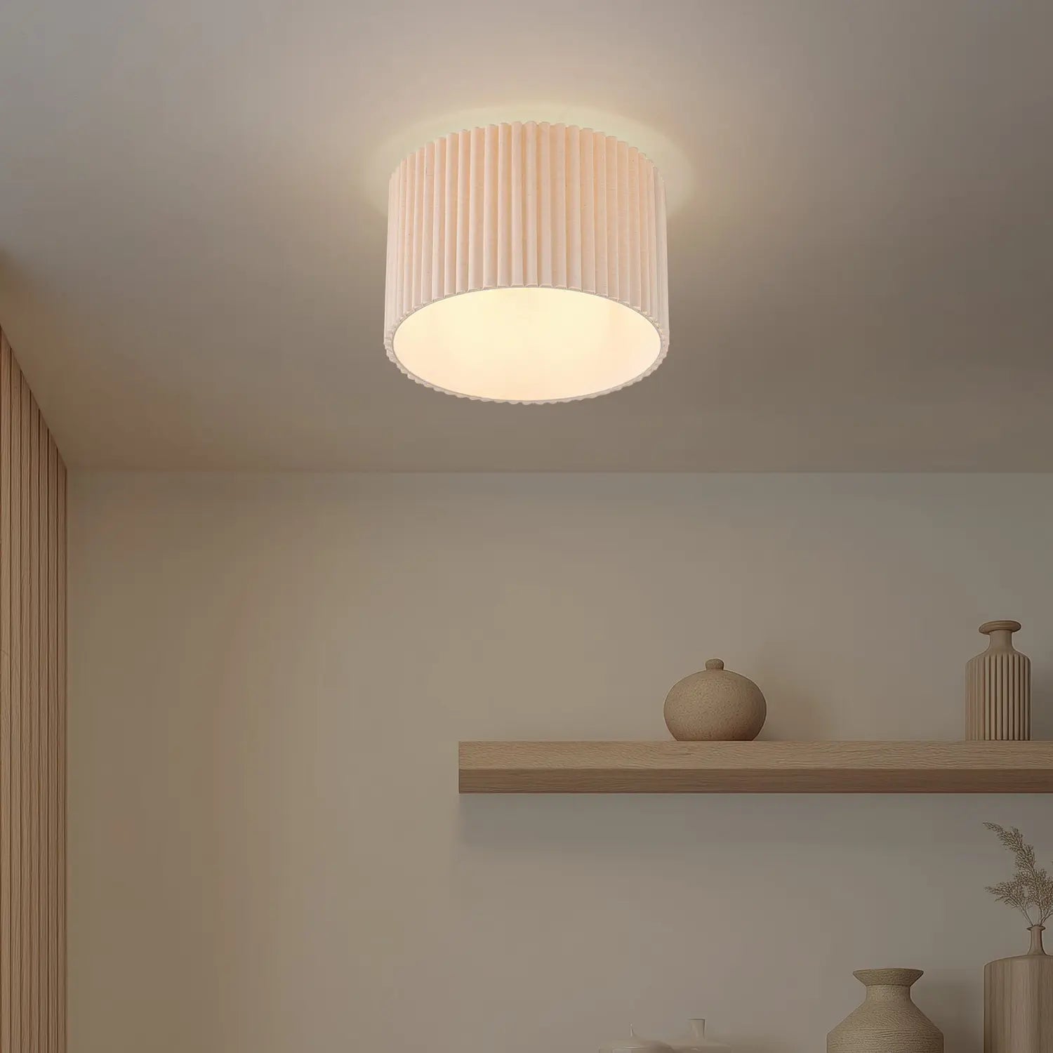 B-Ware Lindby Deckenleuchte Lampe Beleuchtung Leinen Cremefarben ø 45 Cm Libbie886