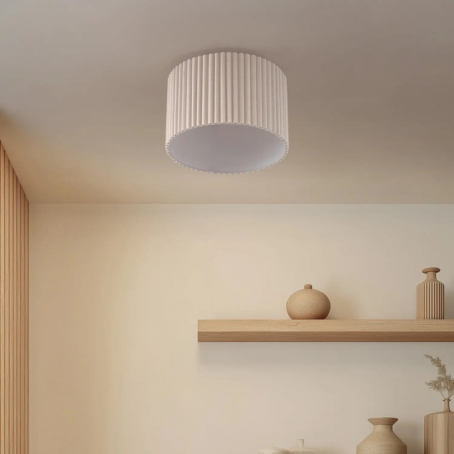 B-Ware Lindby Deckenleuchte Lampe Beleuchtung Leinen Cremefarben ø 45 Cm Libbie