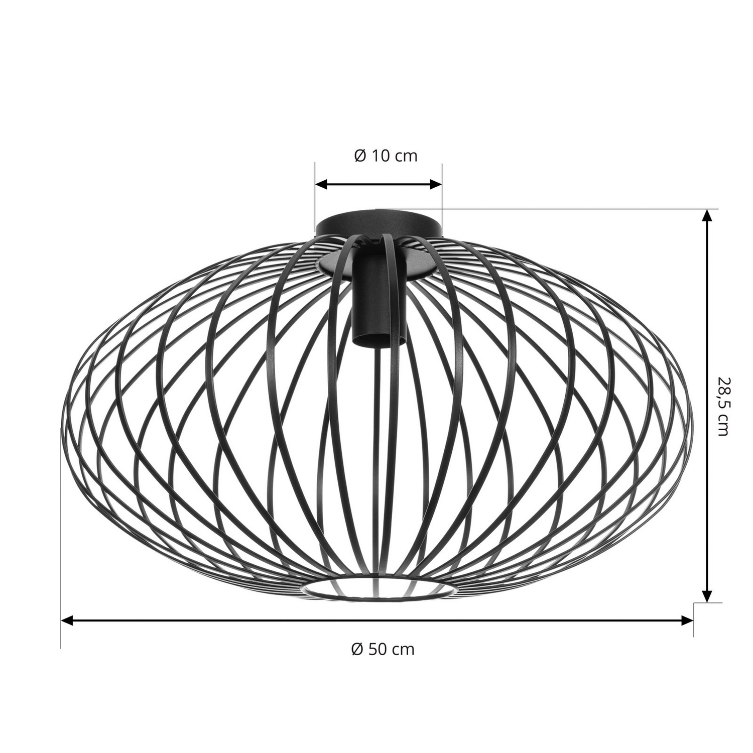 B-Ware Lindby Deckenleuchte Maivi Schwarz 50 Cm Eisen Käfig Deckenlampe Lampe Leuchte