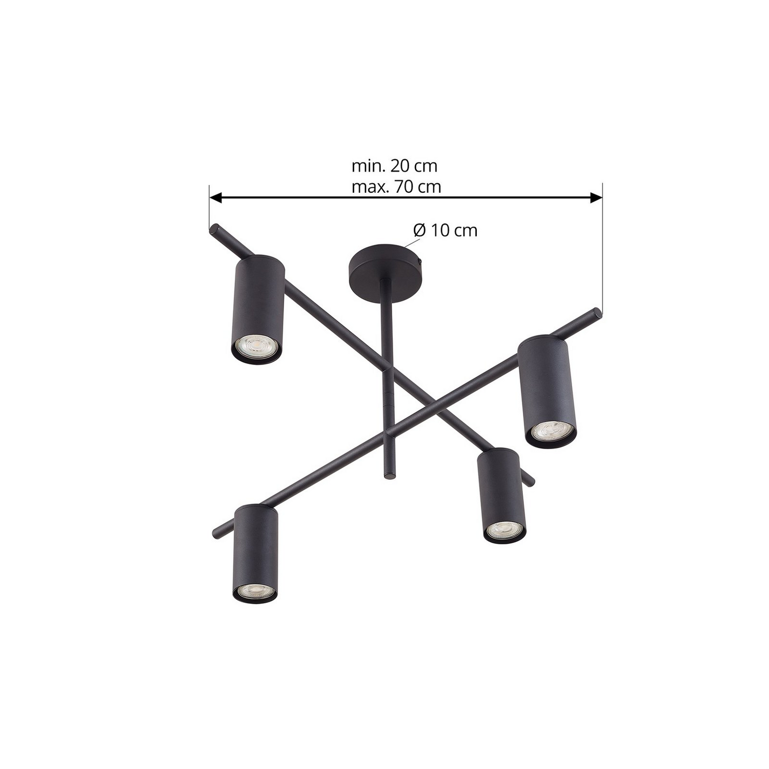 B-Ware Lindby Deckenleuchte Lampe Beleuchtung Marilou Schwarz 4 Flammig ø 70cm649