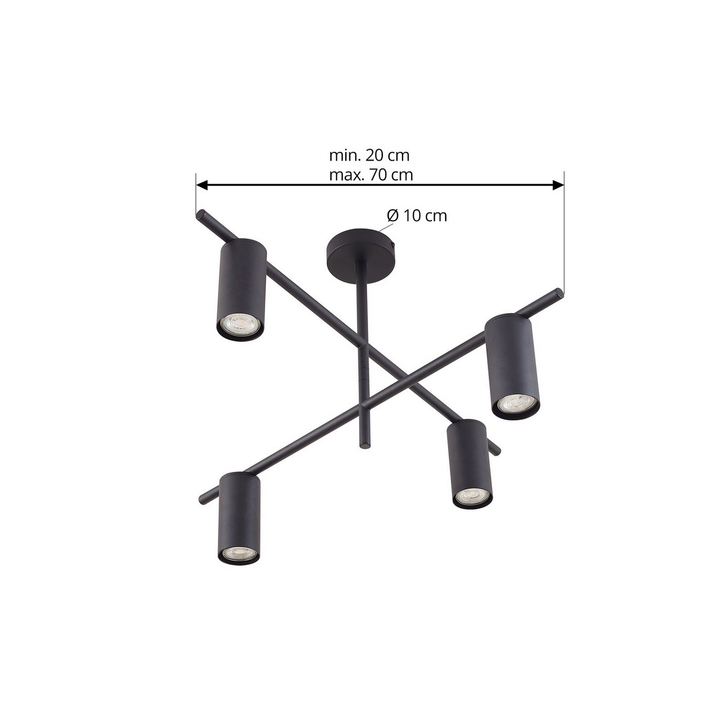 Lindby Deckenleuchte Lampe Beleuchtung Marilou Schwarz 4 Flammig ø 70cm B-Ware