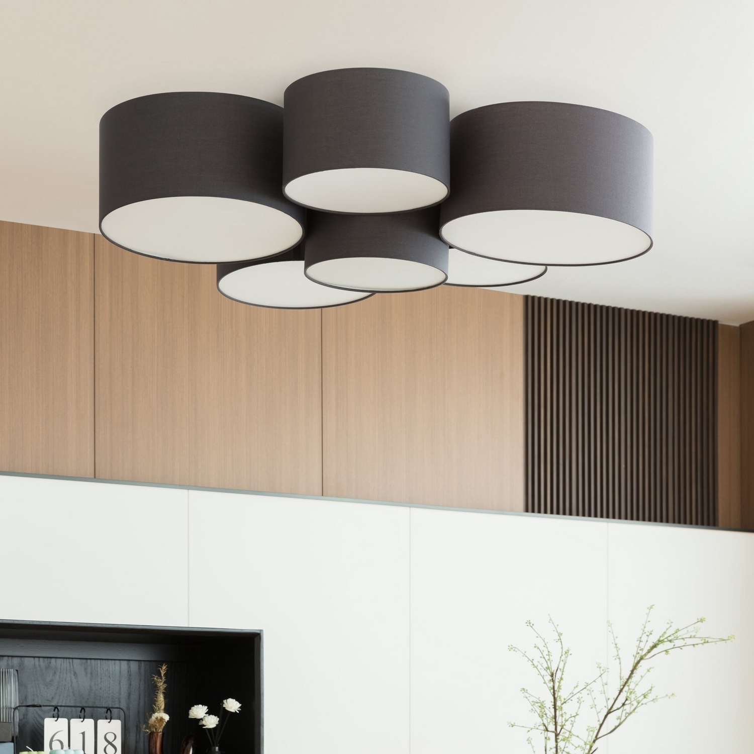 Lindby Maureka Stoff Deckenleuchte Deckenlampe Deckenlicht Leuchte Sechsflammig B-Ware - 4251911758009